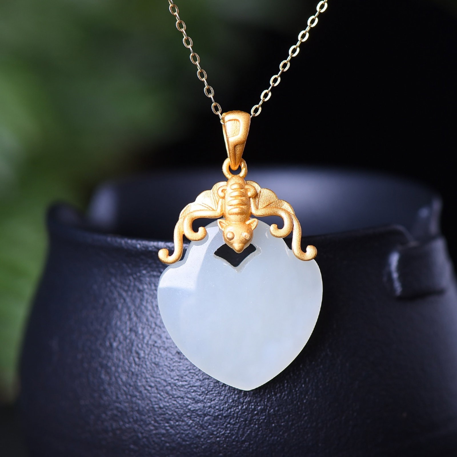 An Exquisite Sterling Silver-Gold Plated Inlaid White Jade Pendant - 4