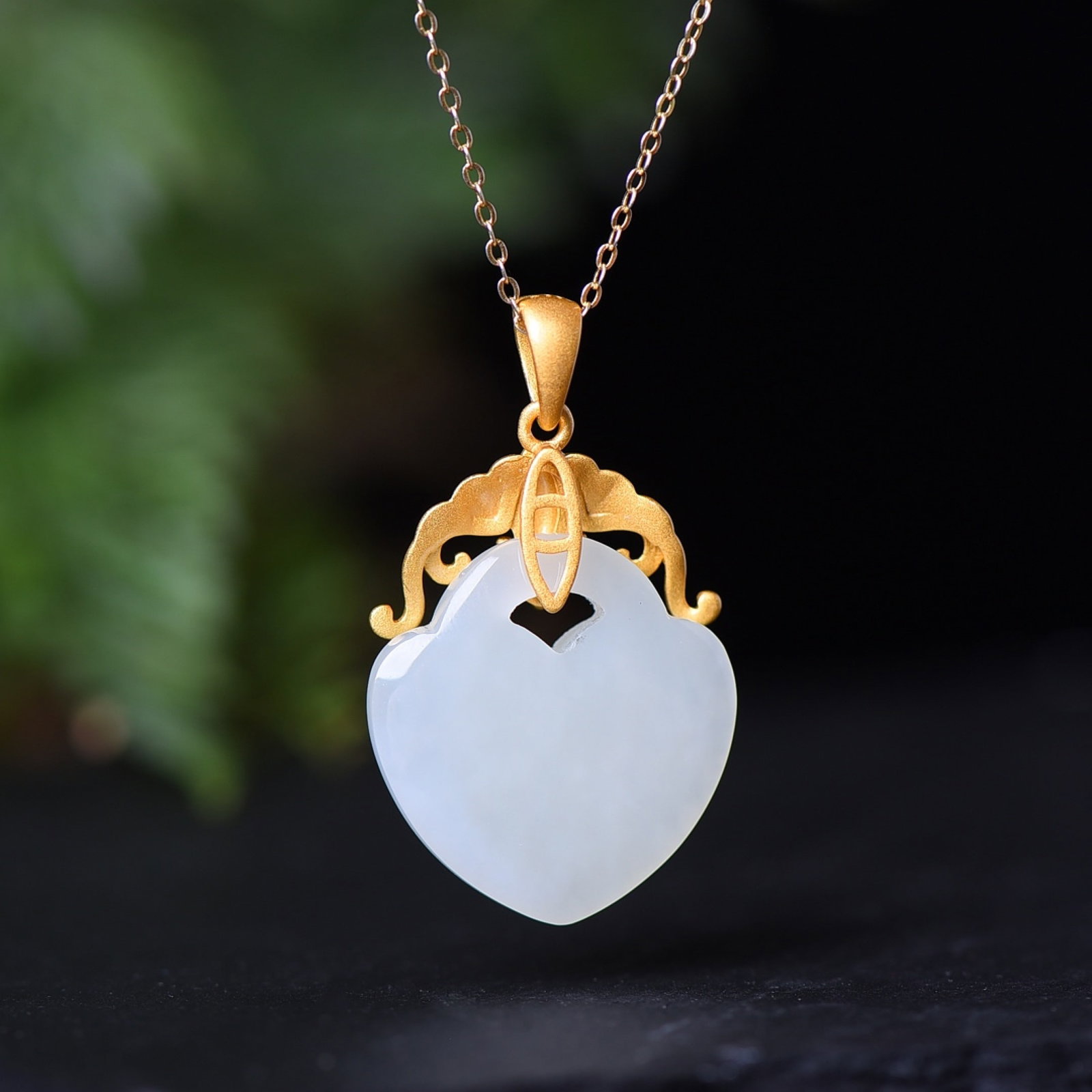 An Exquisite Sterling Silver-Gold Plated Inlaid White Jade Pendant - 5