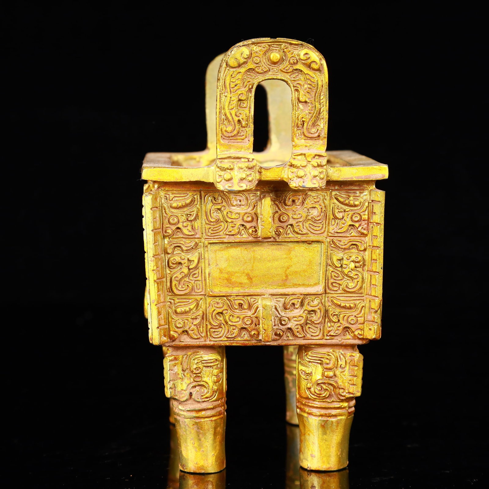 A Rare Gilt Bronze Double-Ears Ding - 2