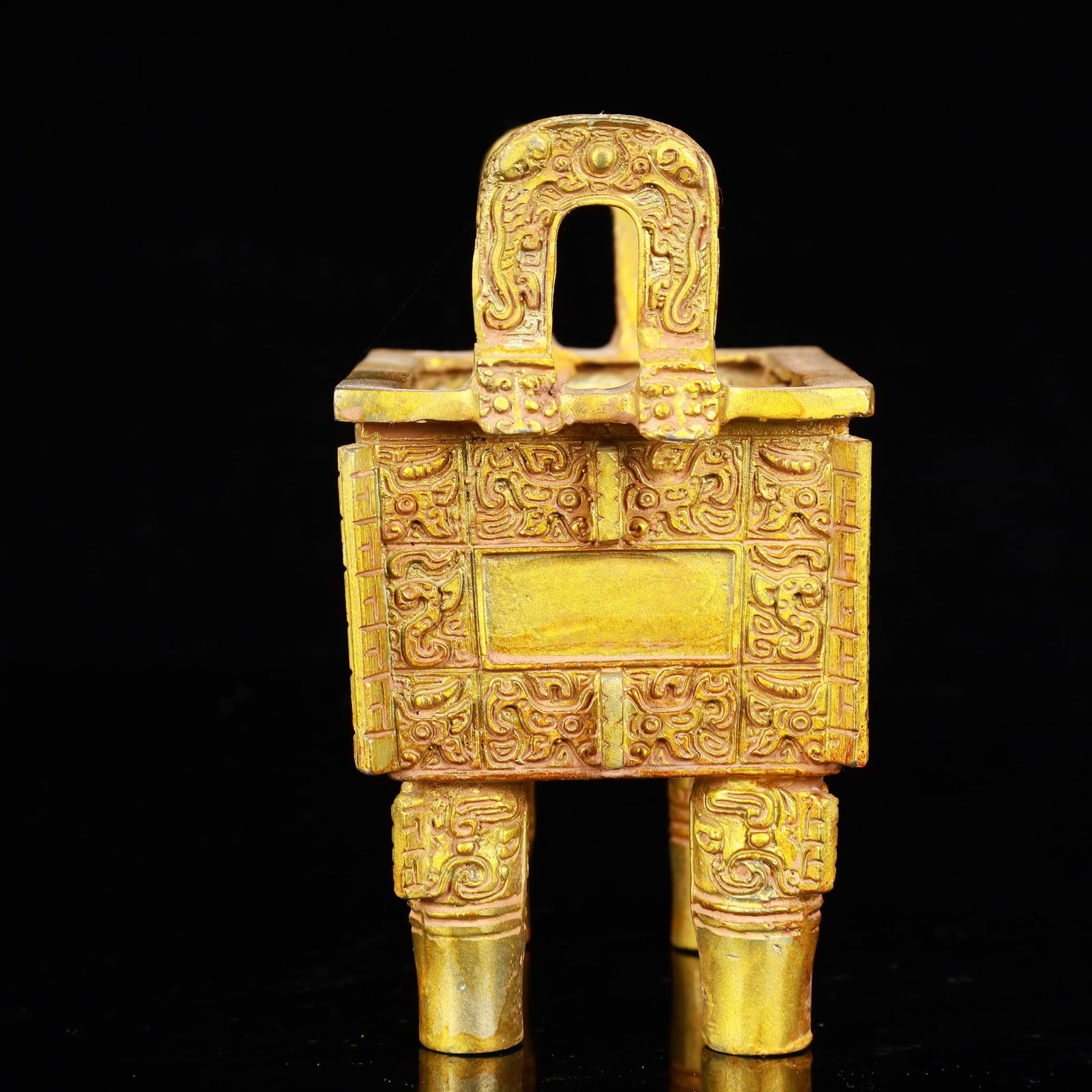 A Rare Gilt Bronze Double-Ears Ding - 4