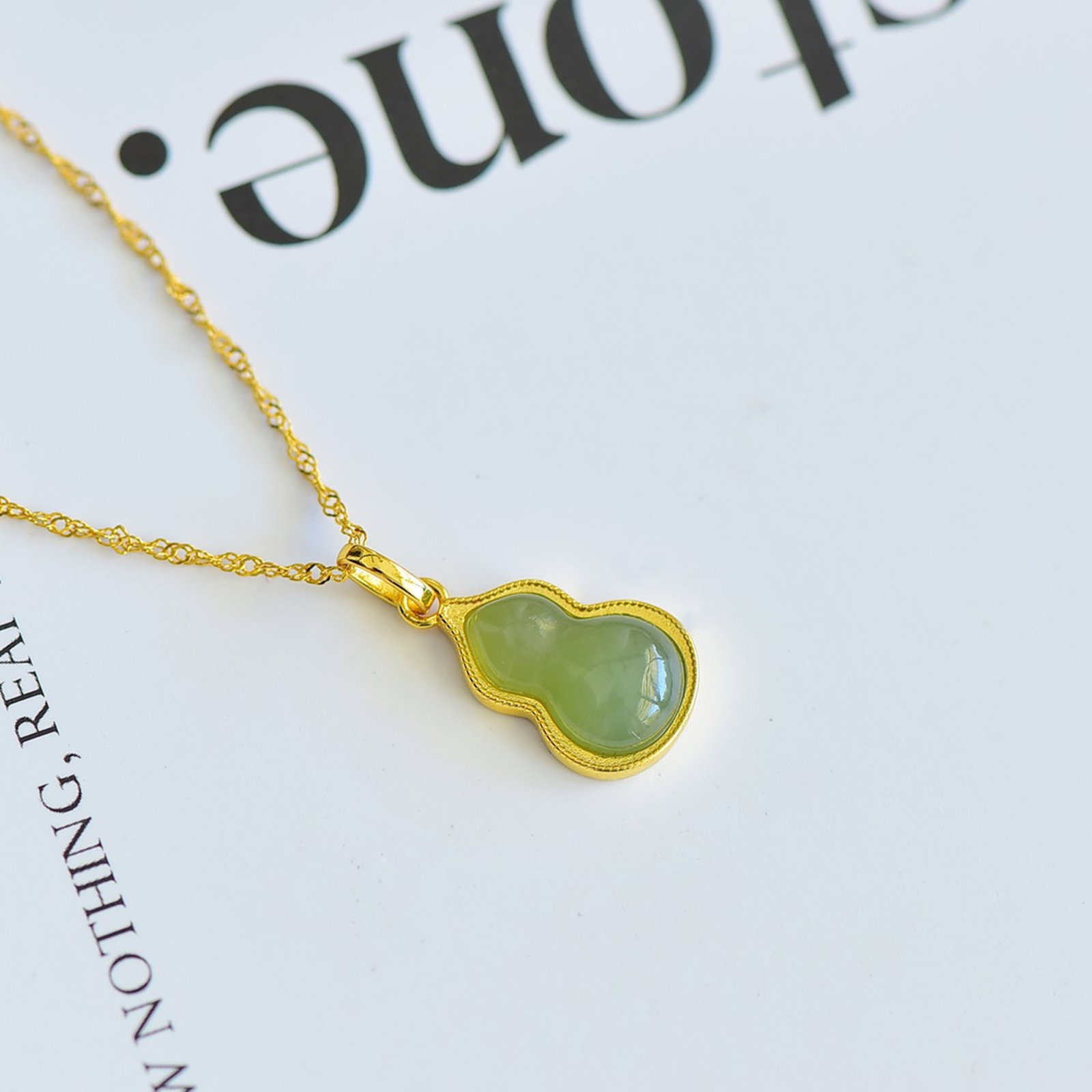 An Exquisite Sterling Silver-Gold Plated Inlaid Jasper Gourd Pendant - 5