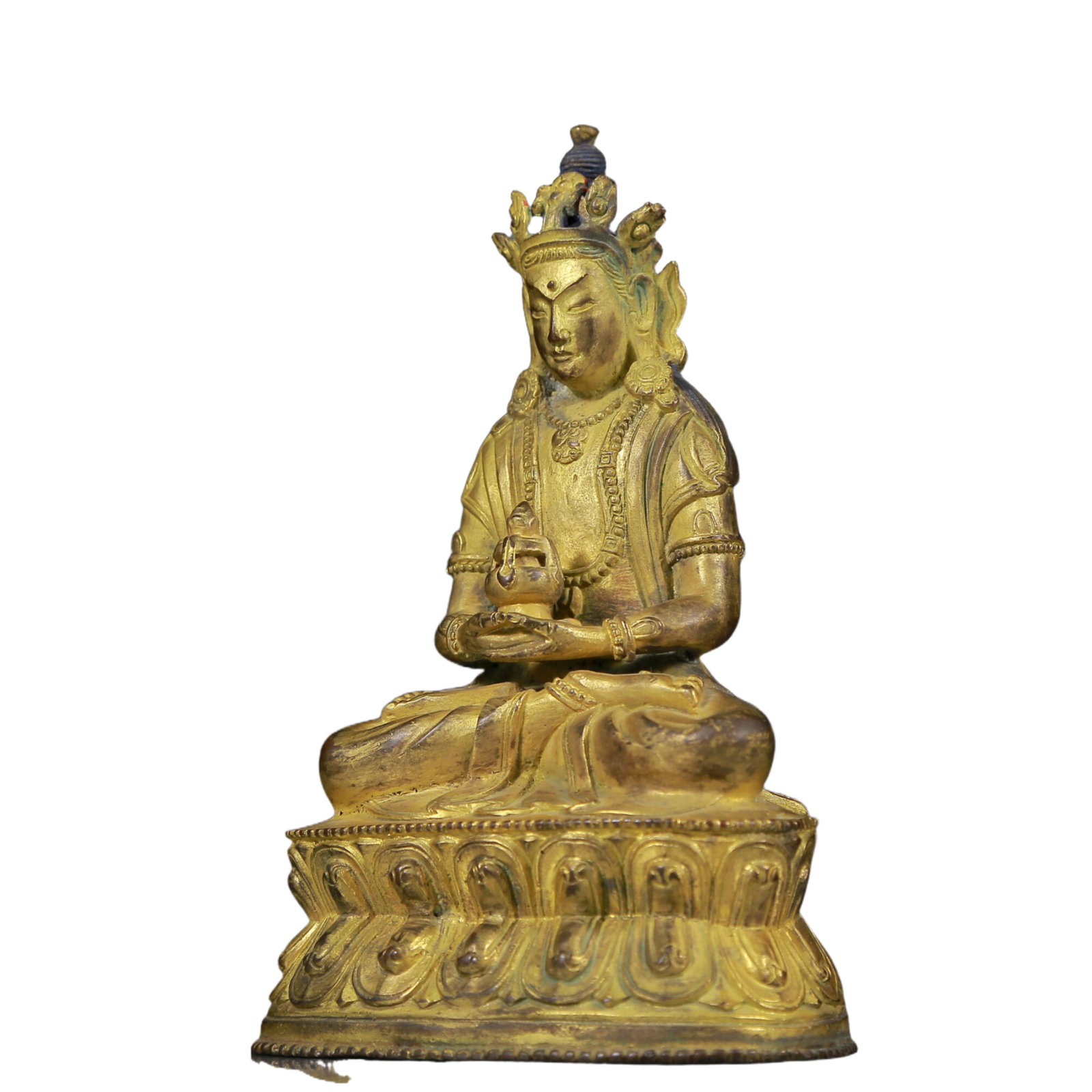 A Solemn Gilt Bronze Statue of Amitayus - 4