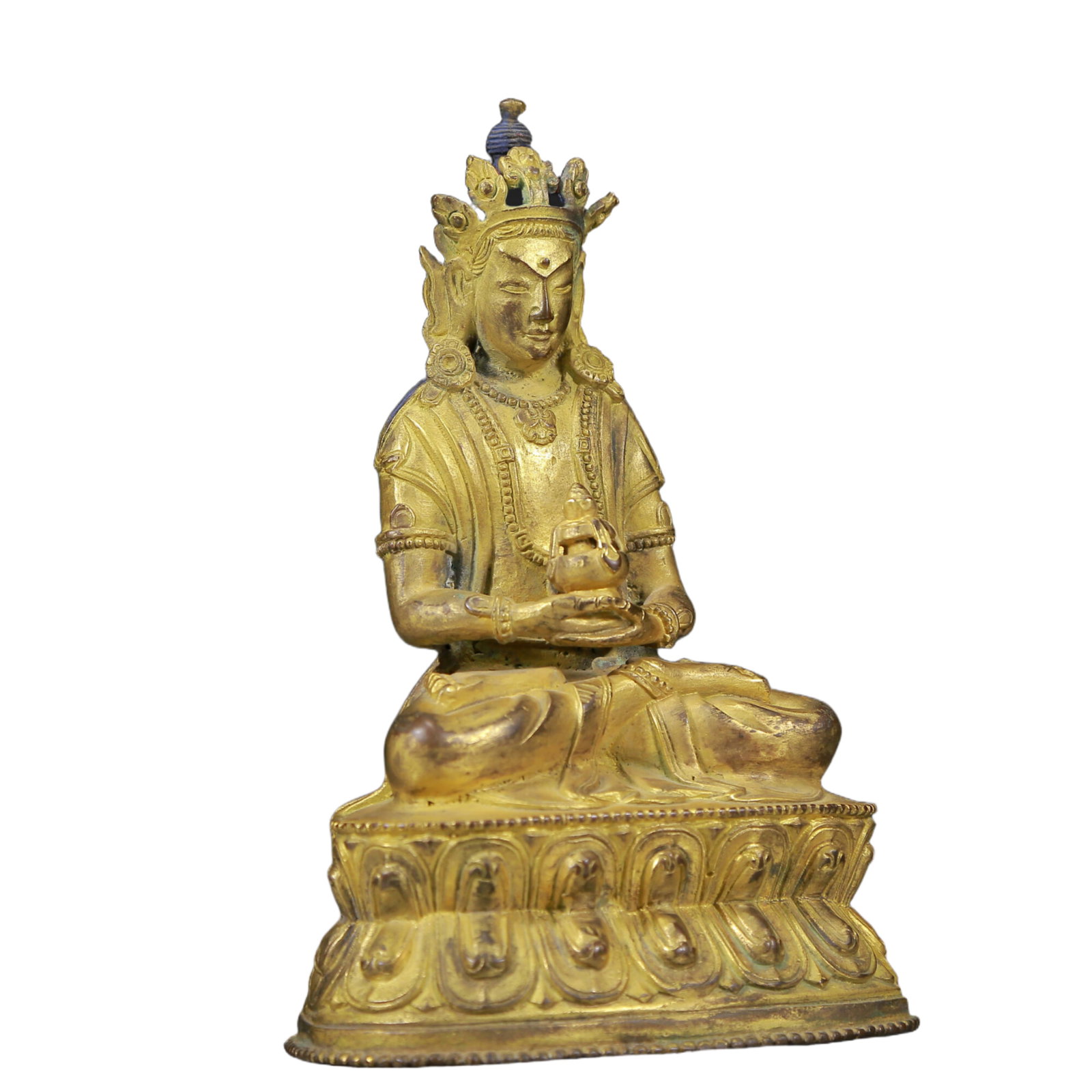 A Solemn Gilt Bronze Statue of Amitayus - 6