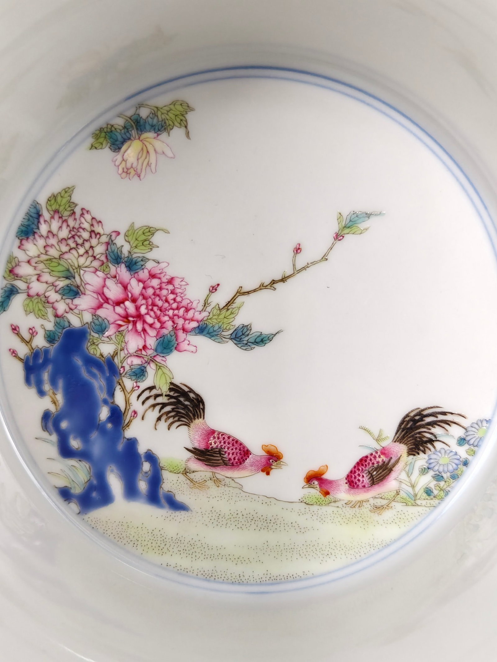 A Pair of Exquisite Famille-Rose Flower and Rooster Pattern Bowls,With Poem - 8
