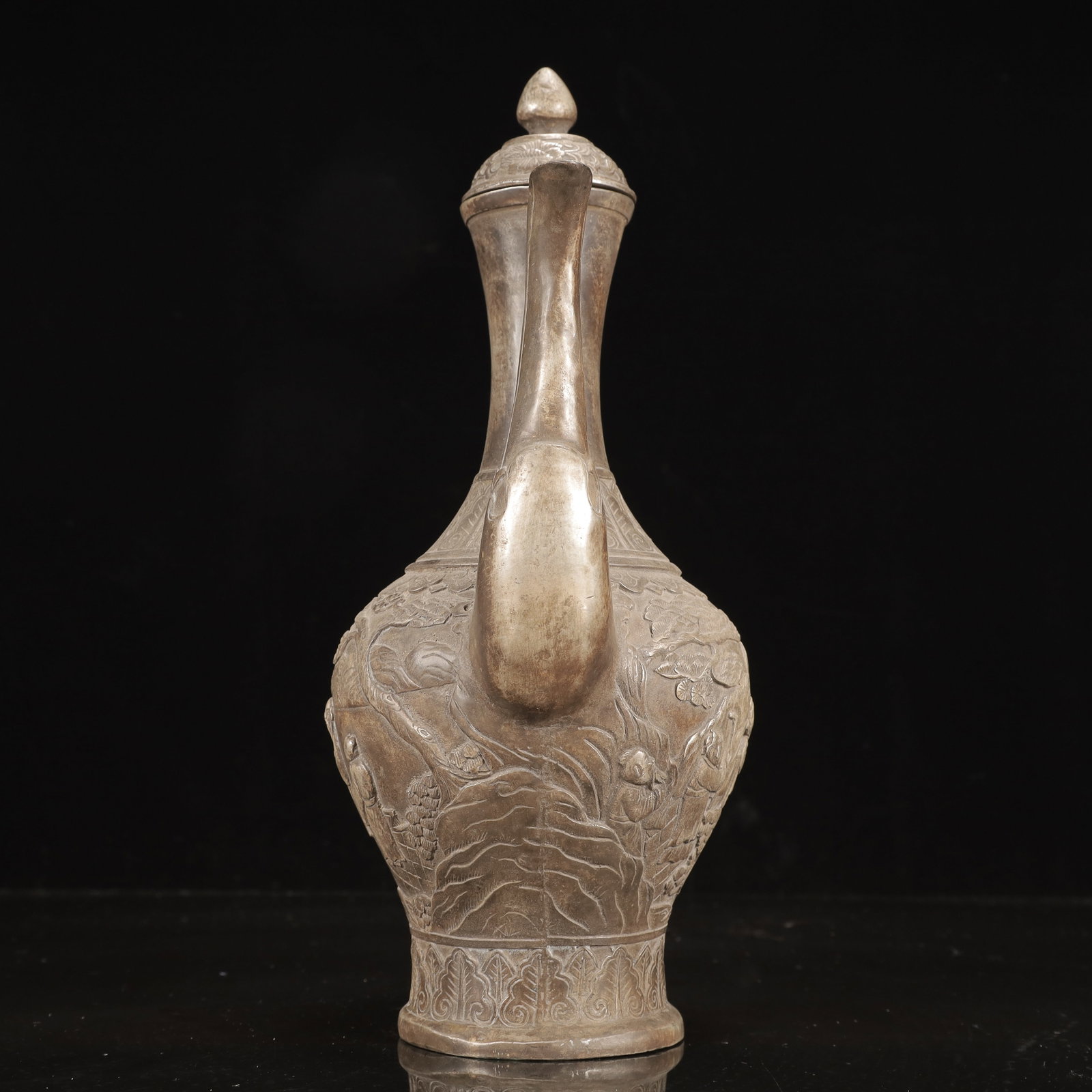 A Rare Silver-Plated Bronze Figure Pattern Ewer - 5