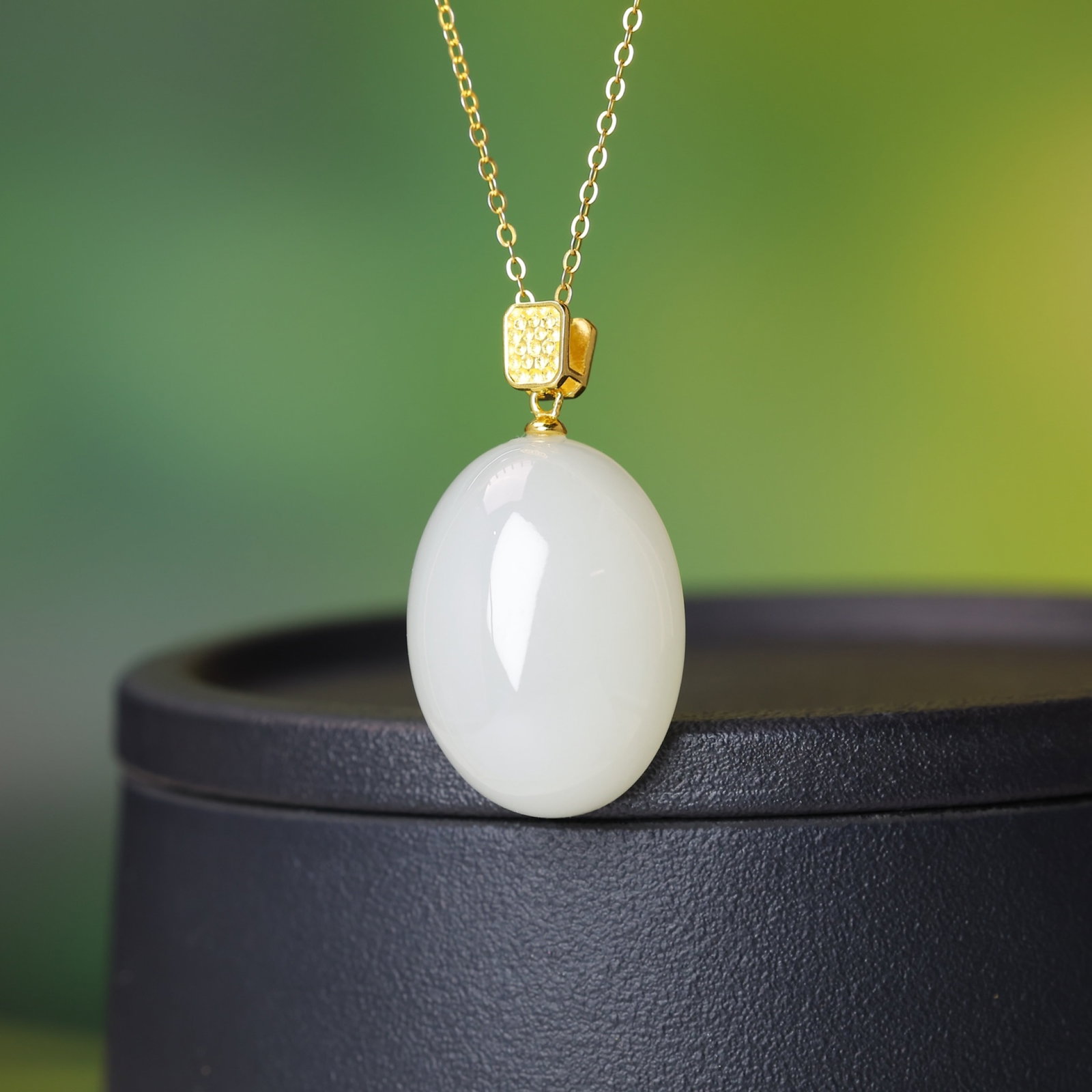 An Exquisite Sterling Silver-Gold Plated Inlaid White Jade Pendant - 4