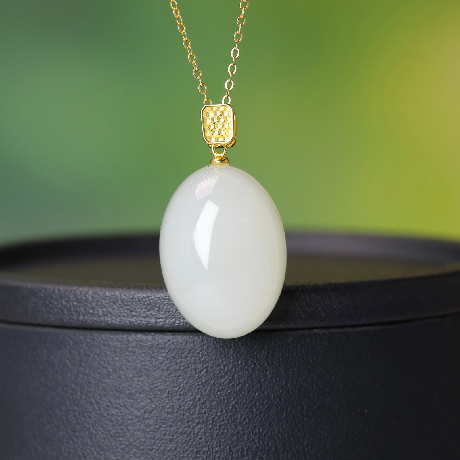 An Exquisite Sterling Silver-Gold Plated Inlaid White Jade Pendant - 5