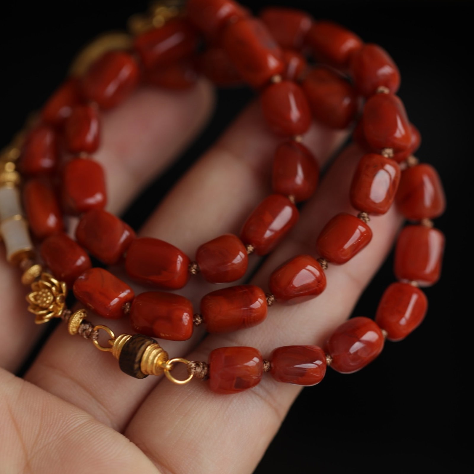 An Exquisite Agate Bracelets,Inlaid White Jade - 6