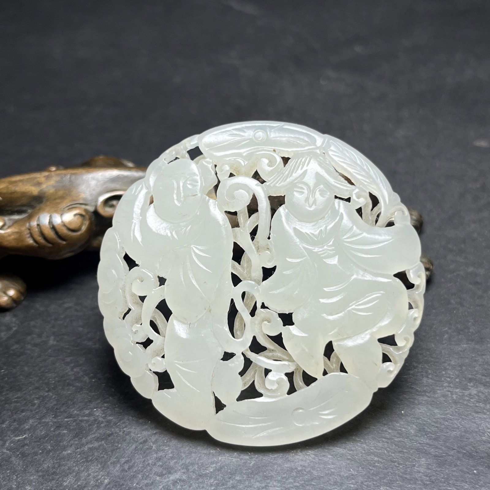 An Exquisite White Jade Hollow Landscape and Figure Pattern Pendant - 5
