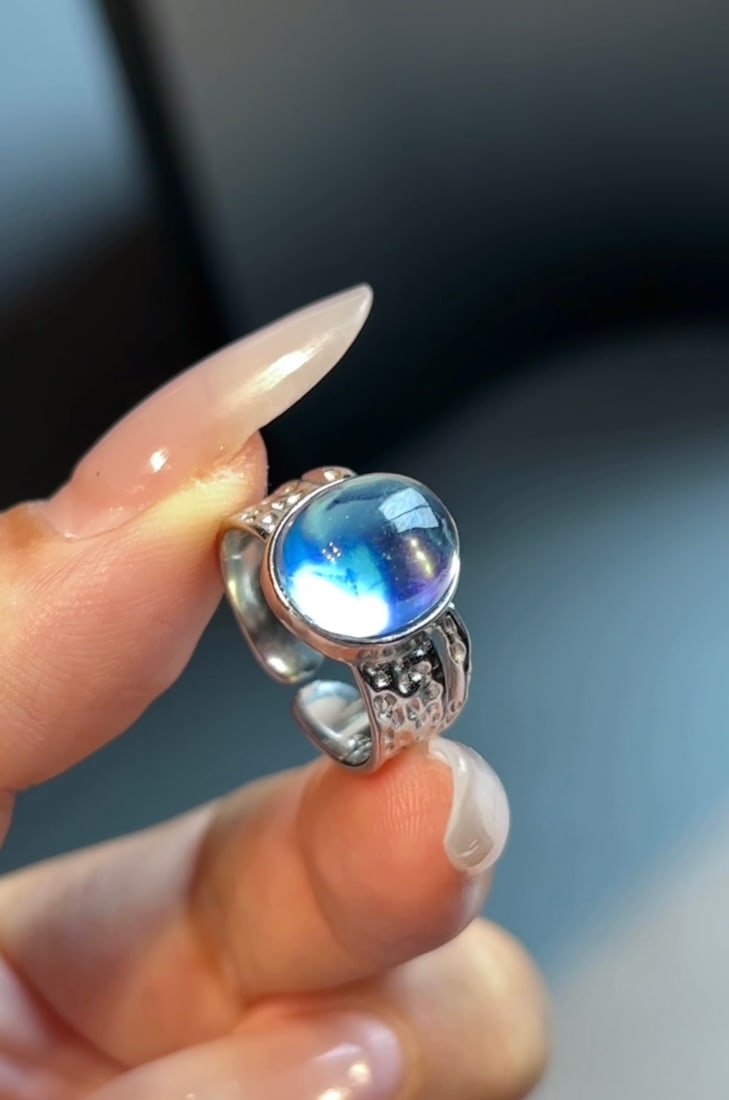 An Exquisite Sterling Silver Inlaid Aquamarine Ring - 4