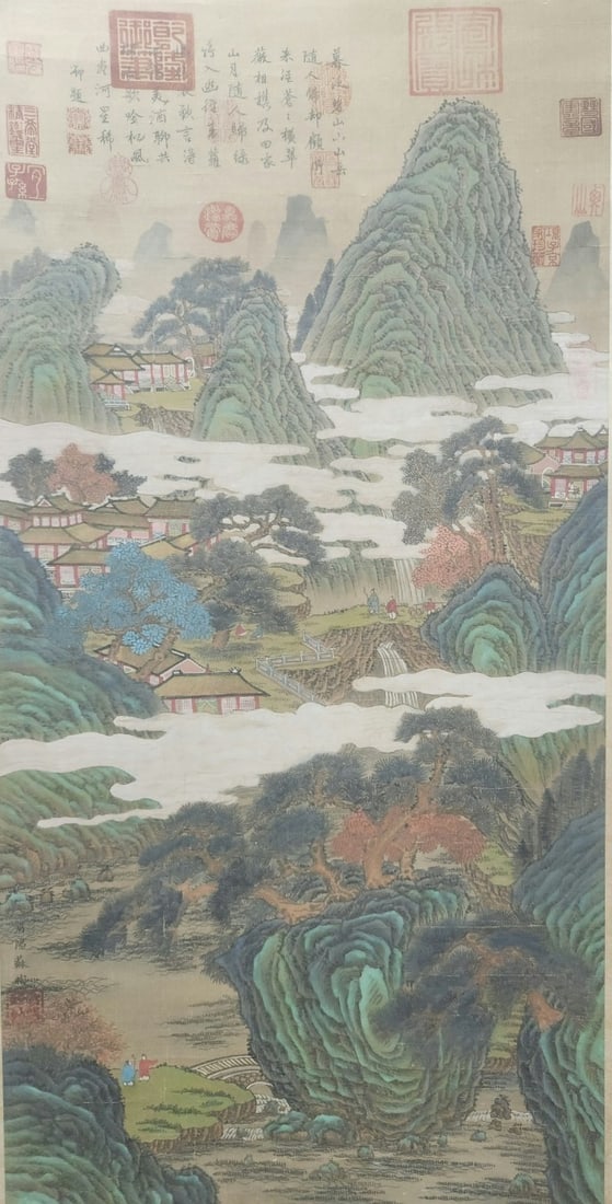 A Chinese Vertical Scroll Ink Painting of Landscape and Figure on Silk,Su Shi - 2