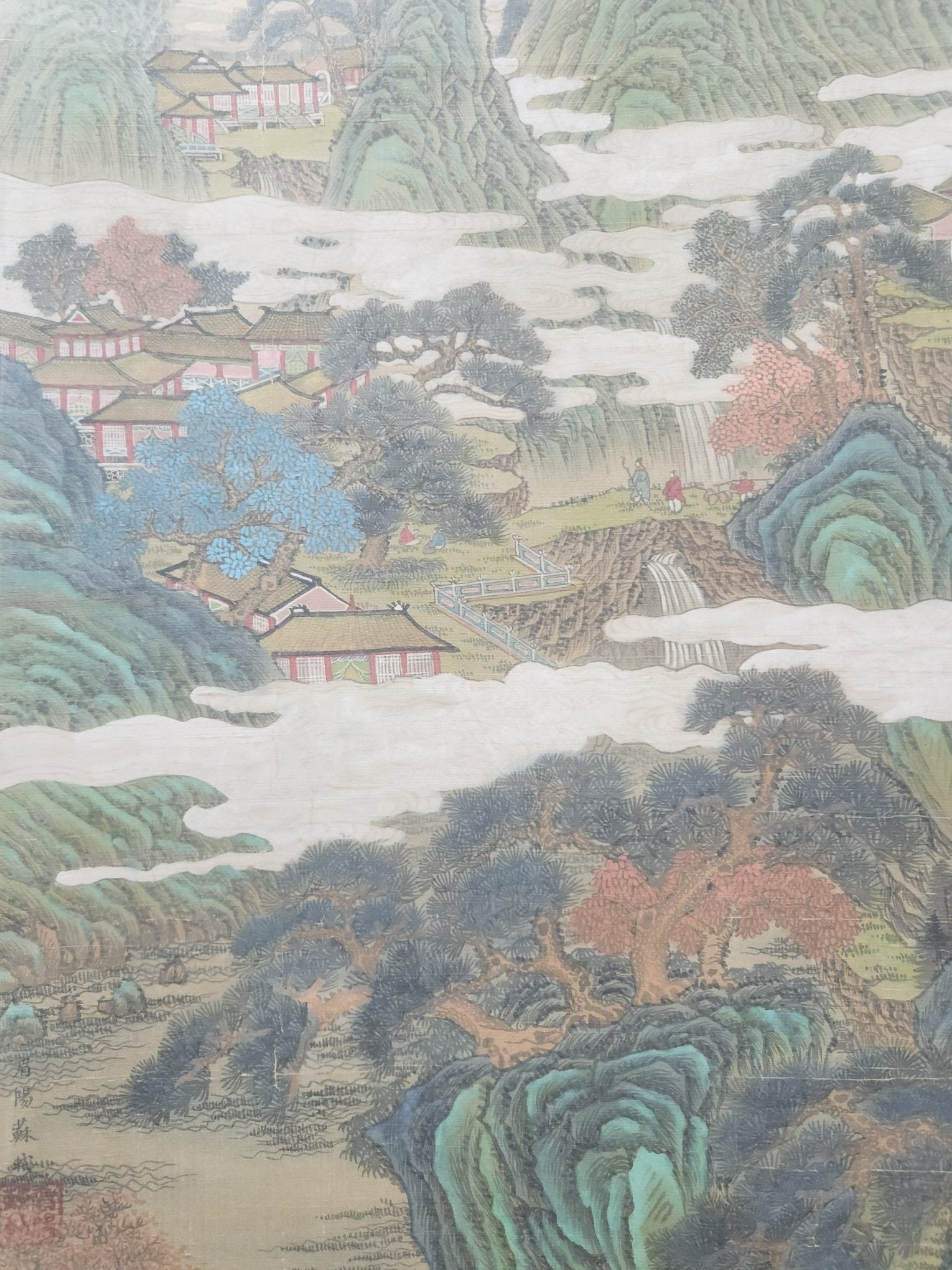 A Chinese Vertical Scroll Ink Painting of Landscape and Figure on Silk,Su Shi - 5