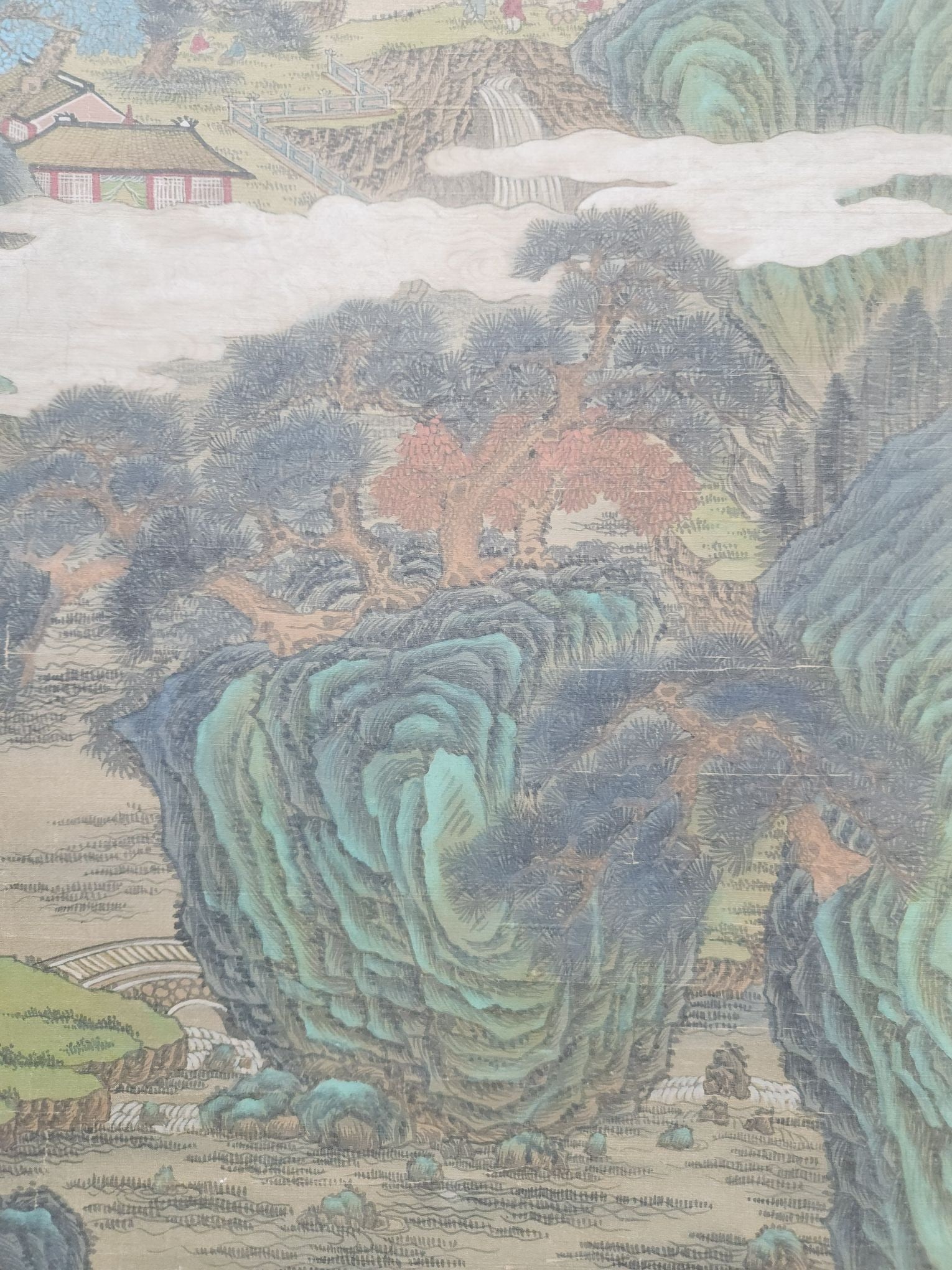 A Chinese Vertical Scroll Ink Painting of Landscape and Figure on Silk,Su Shi - 6