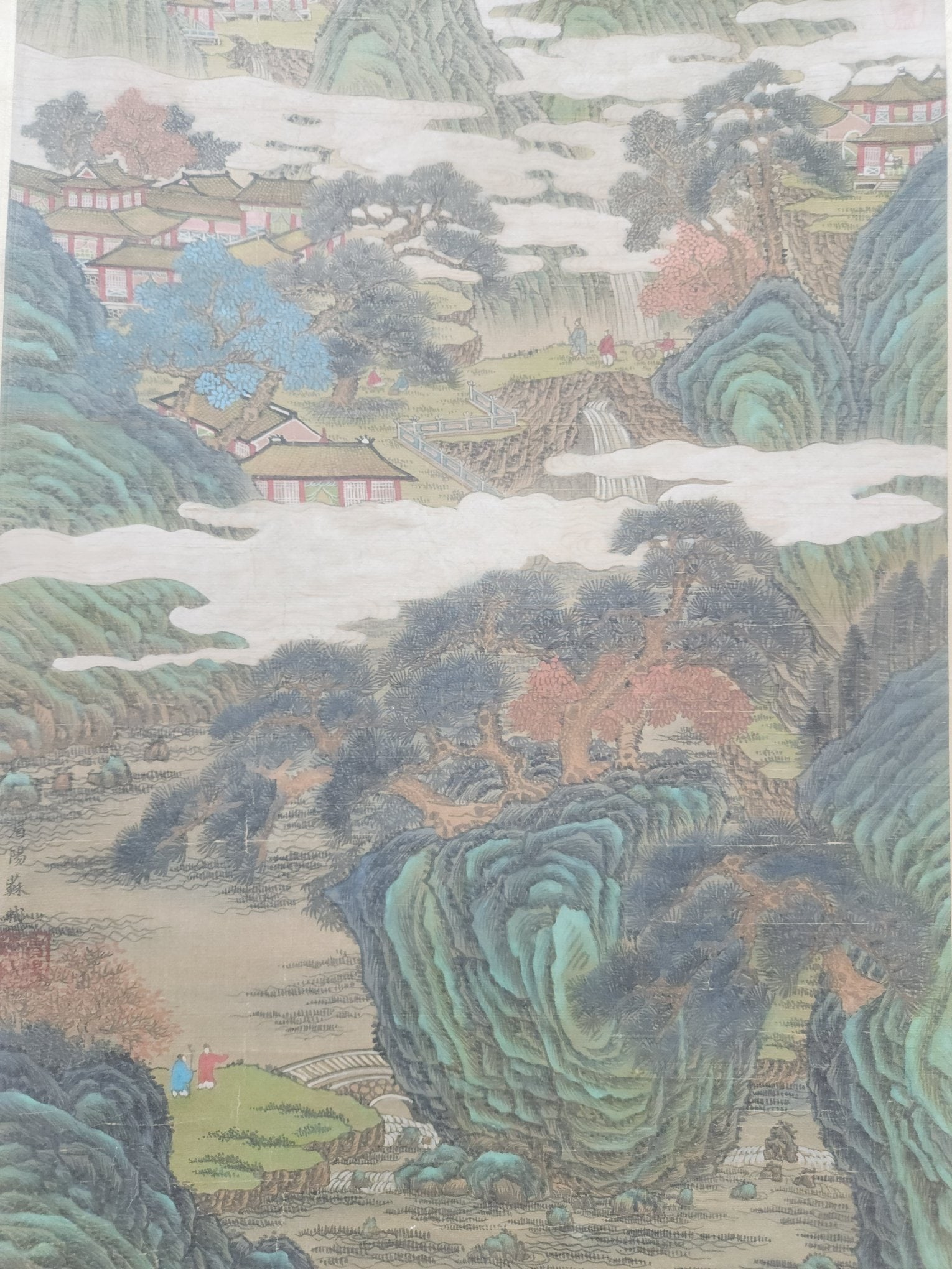 A Chinese Vertical Scroll Ink Painting of Landscape and Figure on Silk,Su Shi - 9