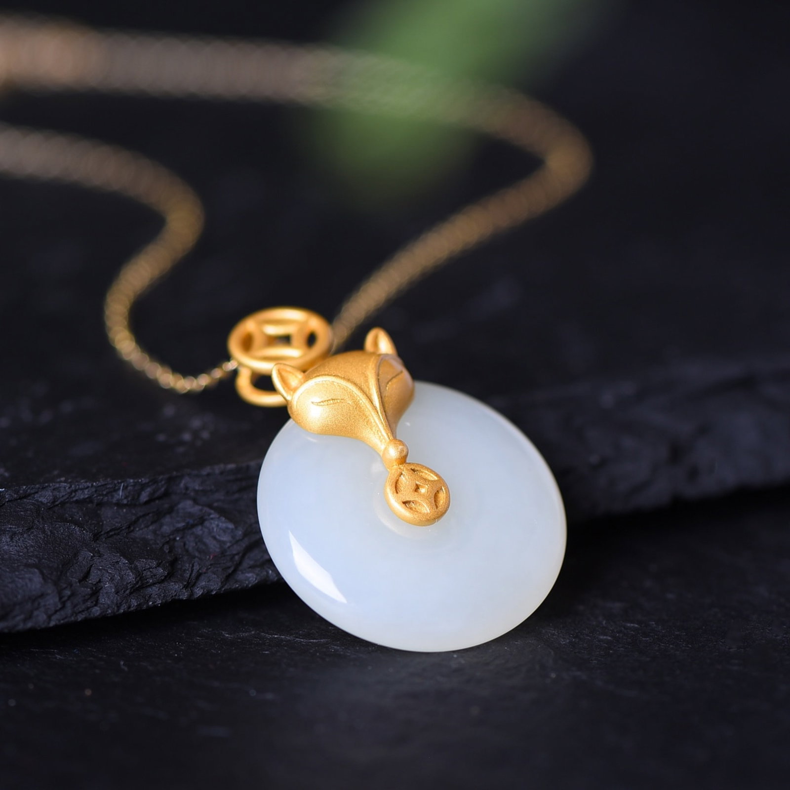 An Exquisite Sterling Silver-Gold Plated Inlaid White Jade Pendant - 4