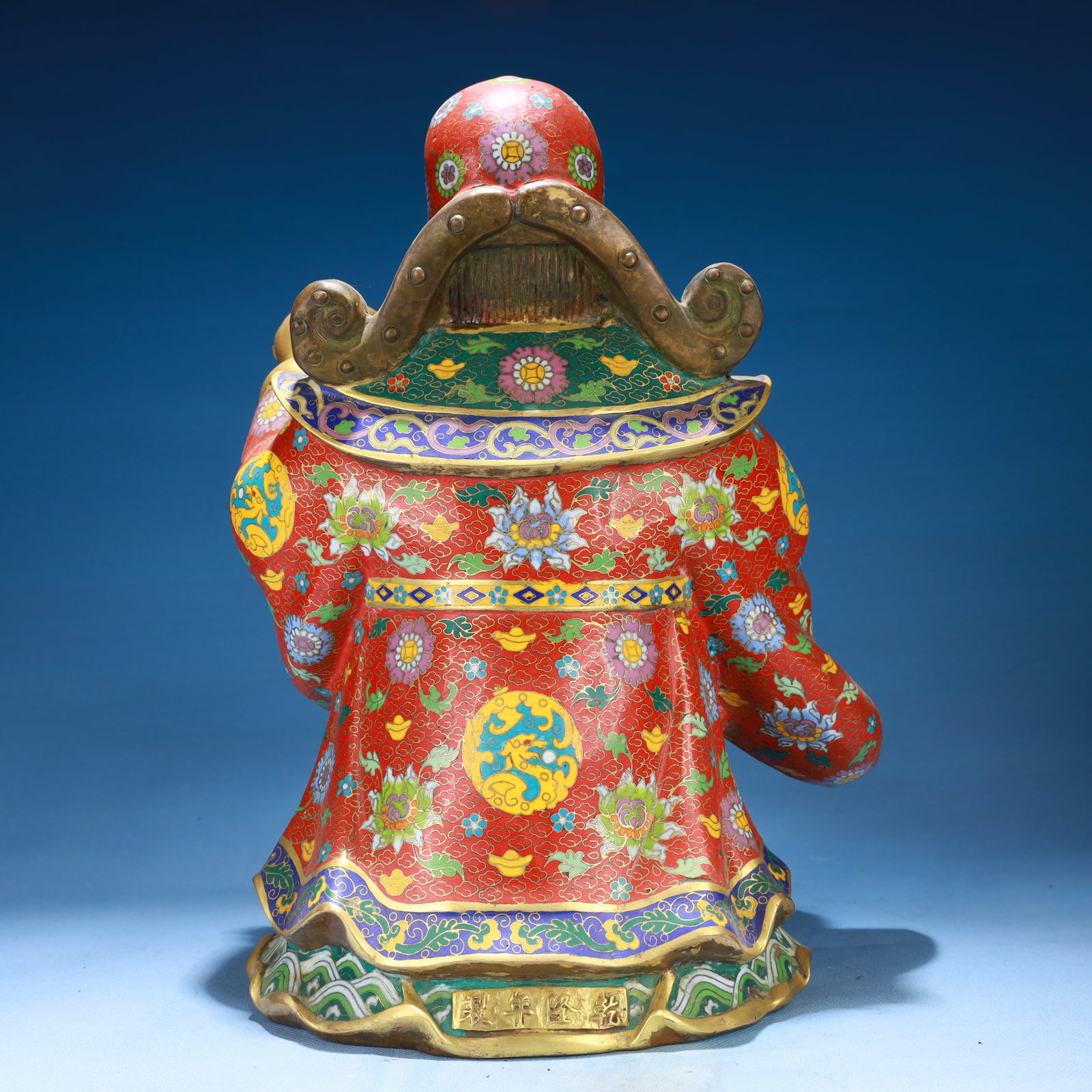 An Exquisite Cloisonne Lotus Pattern Statue of Mammon - 7