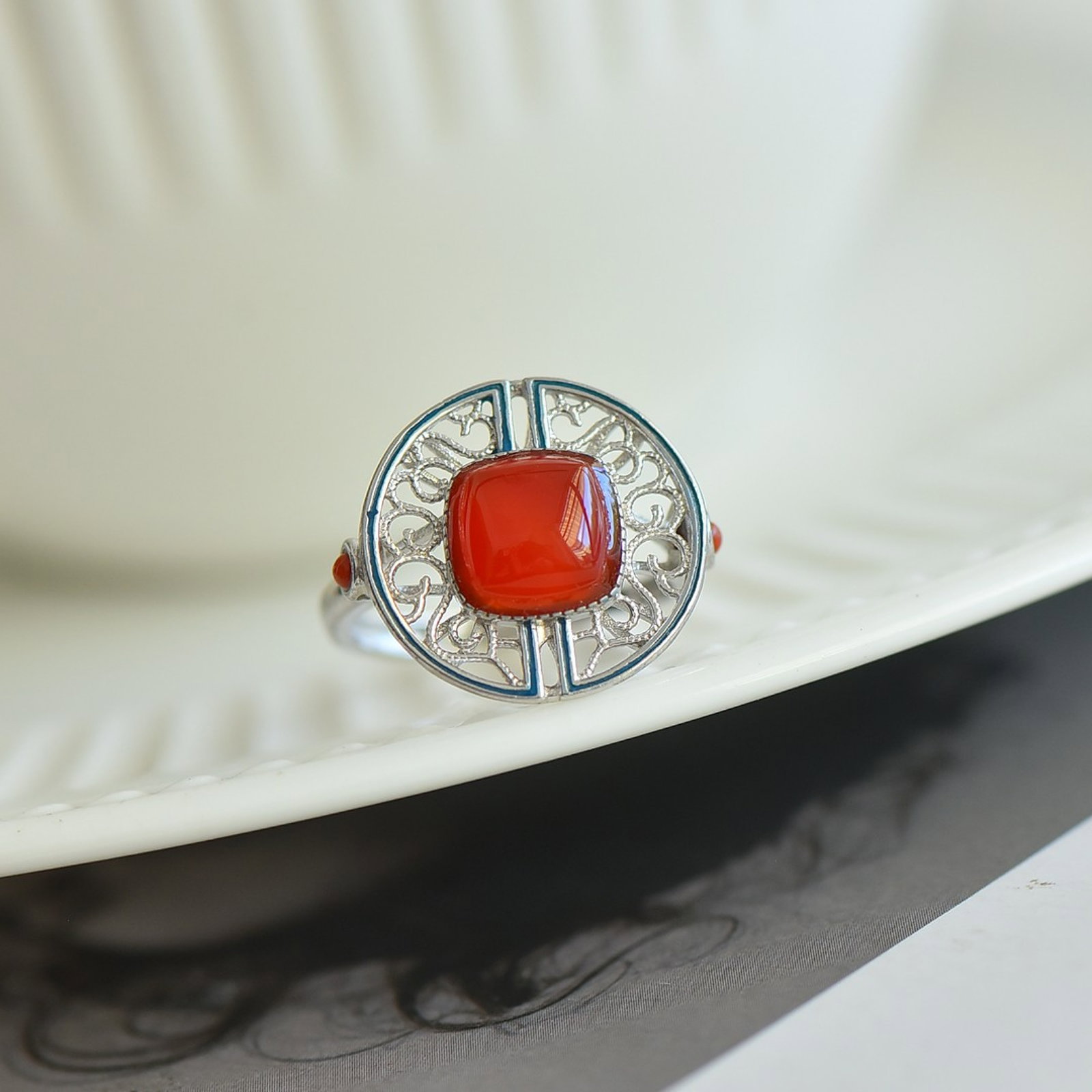 A Set of Fine Sterling Silver Inlaid Agate Jewelrys - 2