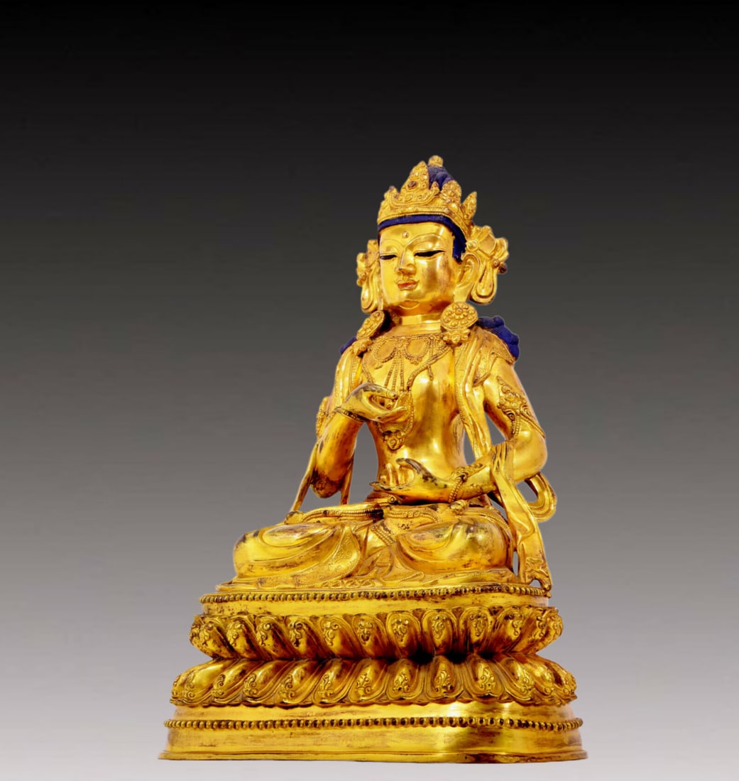 A solemn gilt bronze statue of Bodhisattva - 5