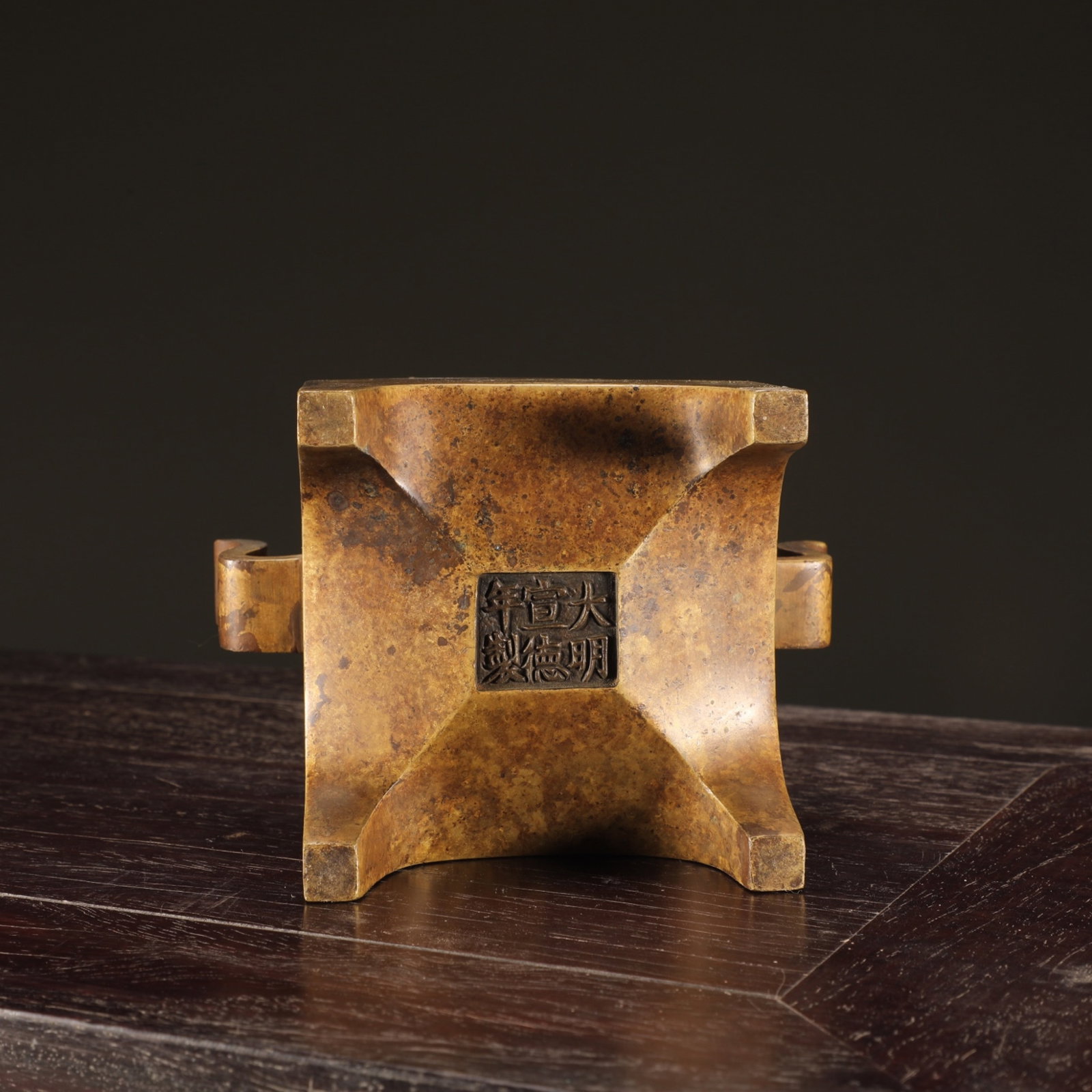 An Exquisite Bronze Double-Ears four legs Censer - 5