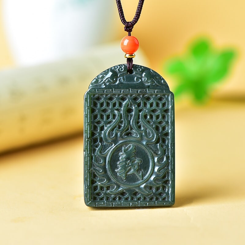An Exquisite Sapphire Riding Horse Guangong Pattern Pendant - 5