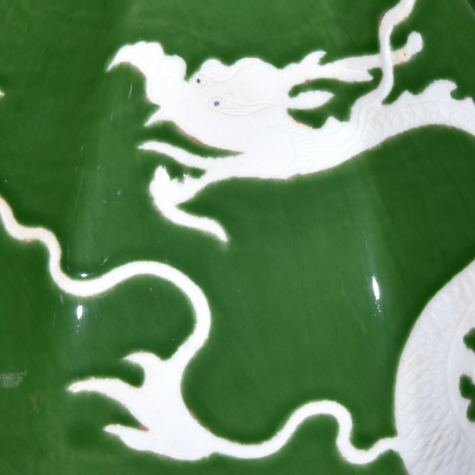 A Pair of Huge Green Glazed Dragon Pattern Vases - 5