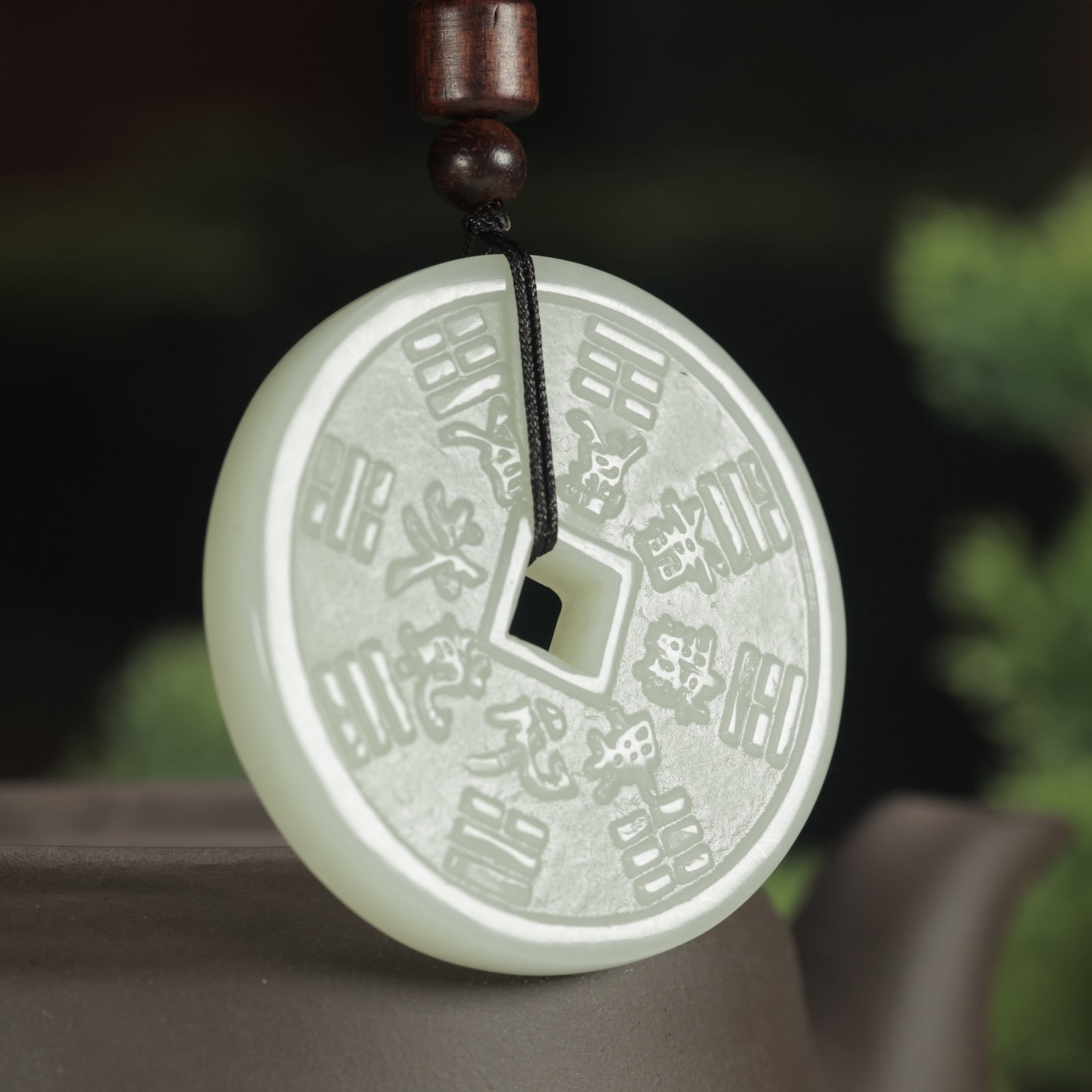 An Exquisite White Jade Trigram Pattern Pendant - 5