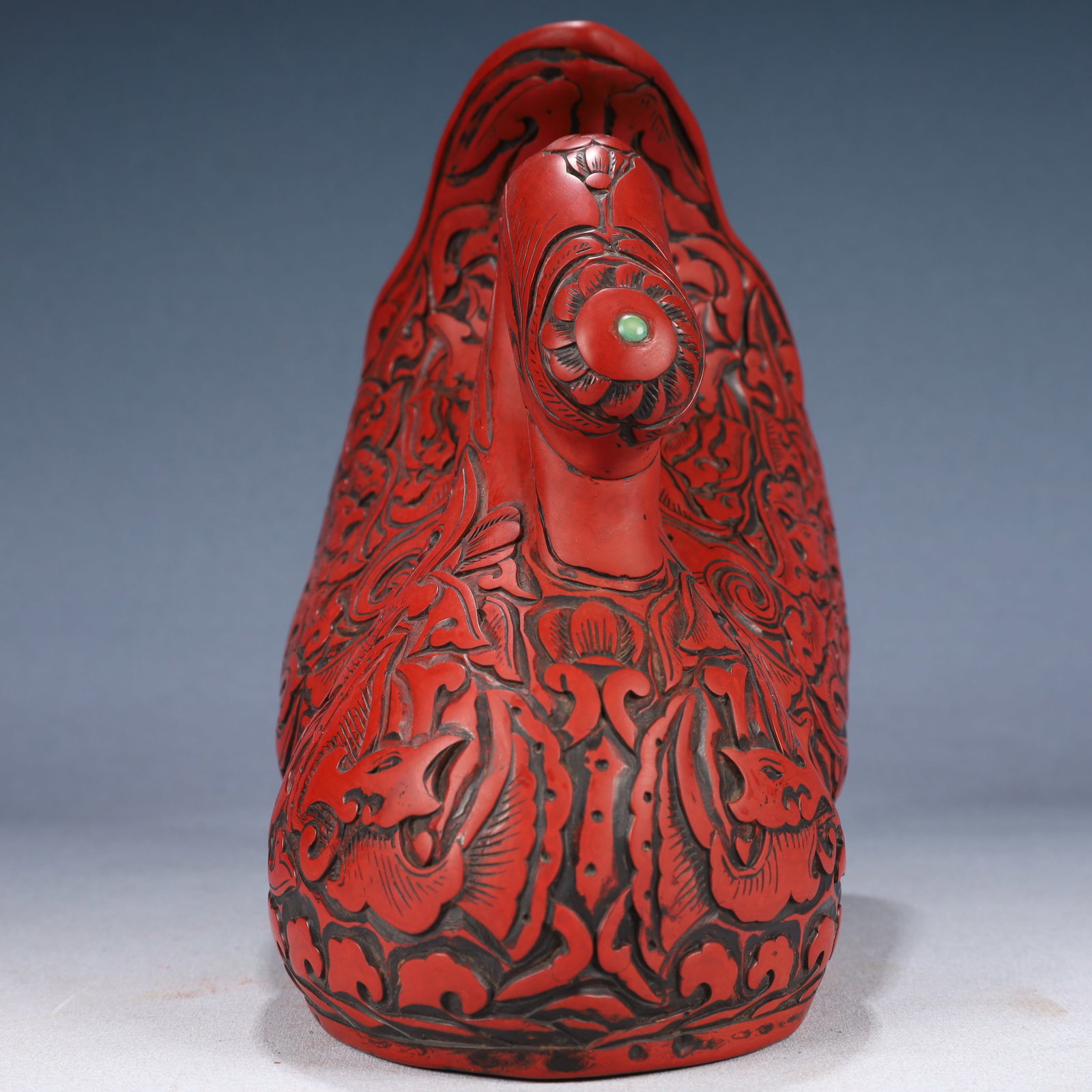 An Exquisite Carved Red Lacquer Goose Ornament - 5