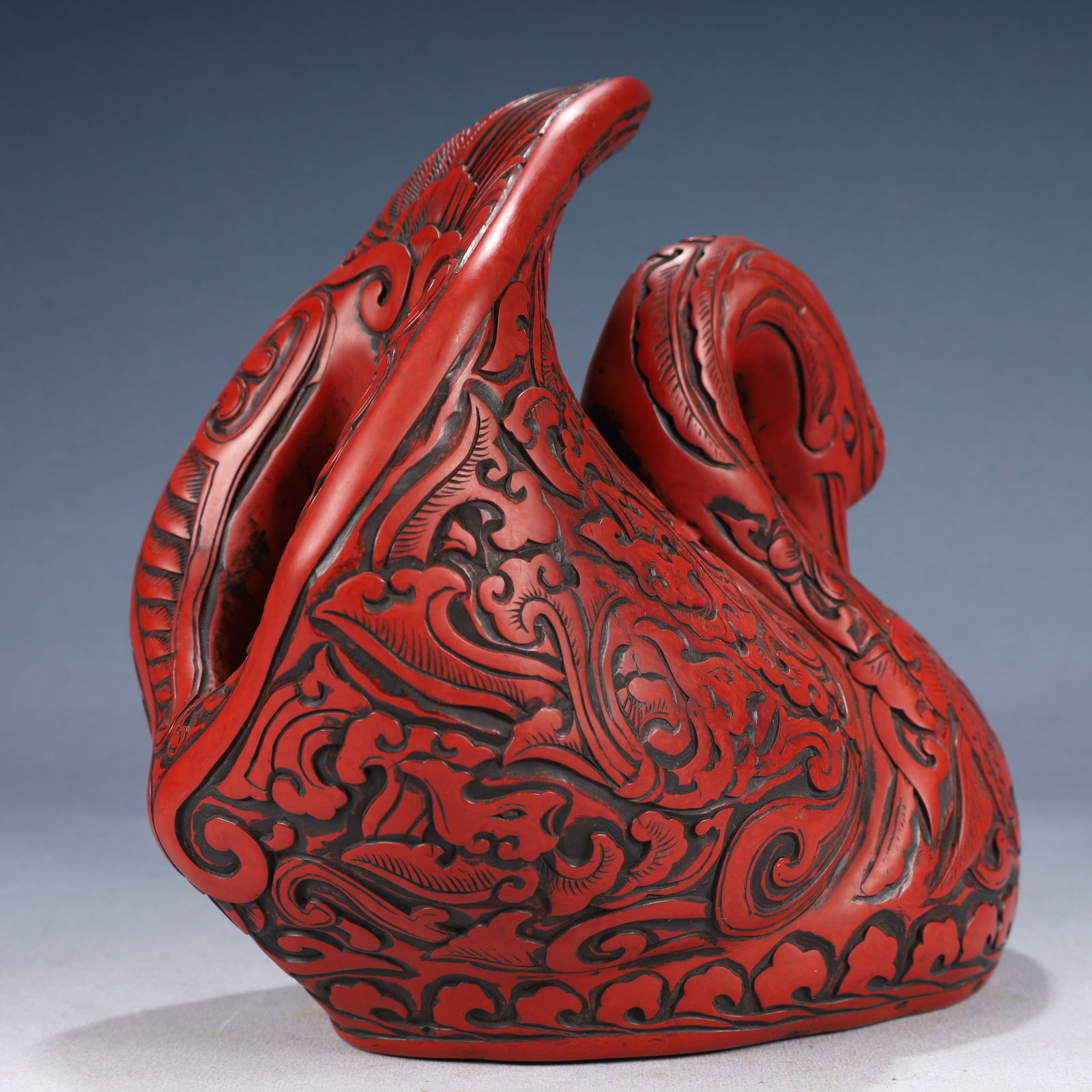 An Exquisite Carved Red Lacquer Goose Ornament - 8