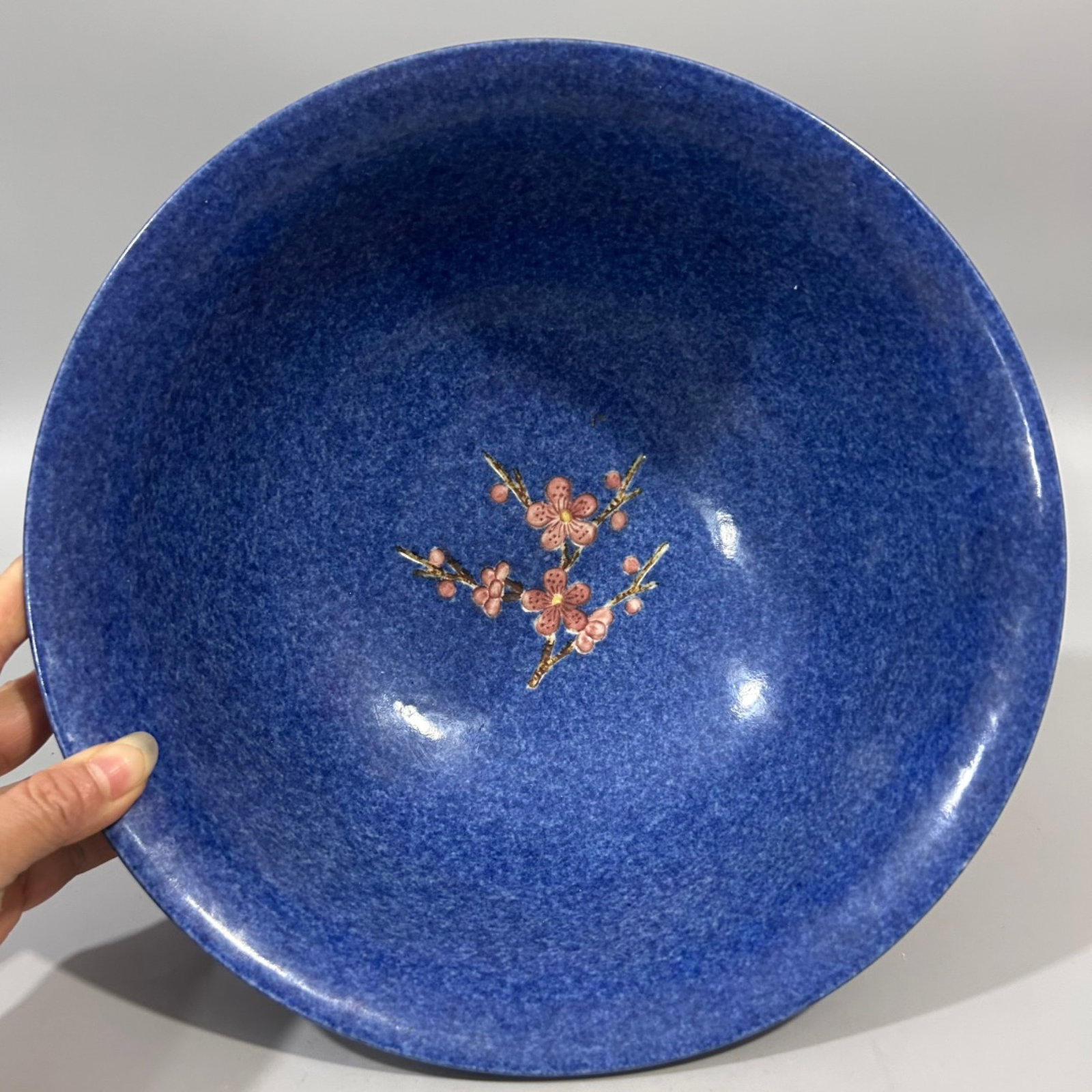 An Exquisite Ji Blue Glazed Famille-Rose Flower and Bird Pattern Bowl - 6