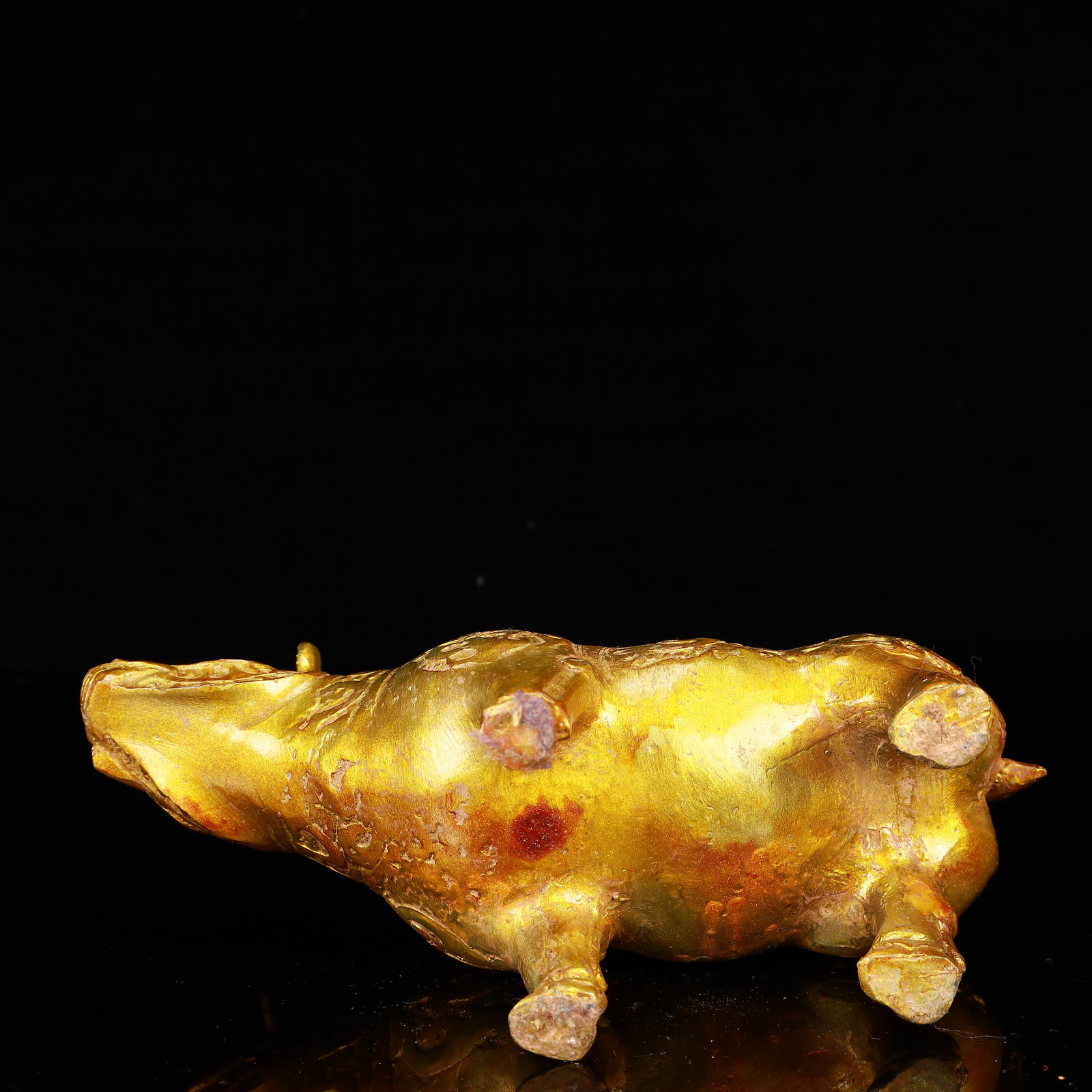 A Rare Gilt Bronze Rhinoceros Zun - 10