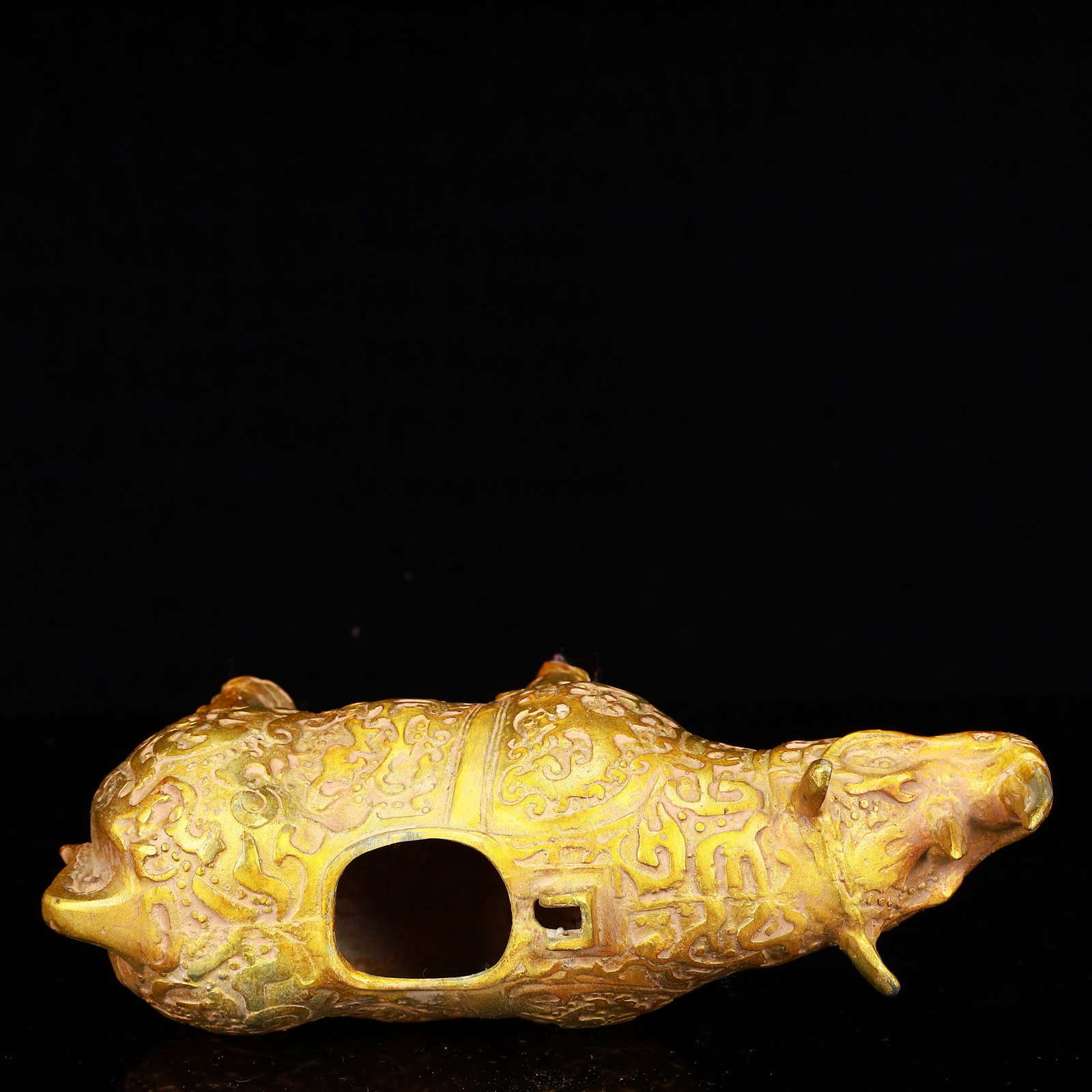 A Rare Gilt Bronze Rhinoceros Zun - 9