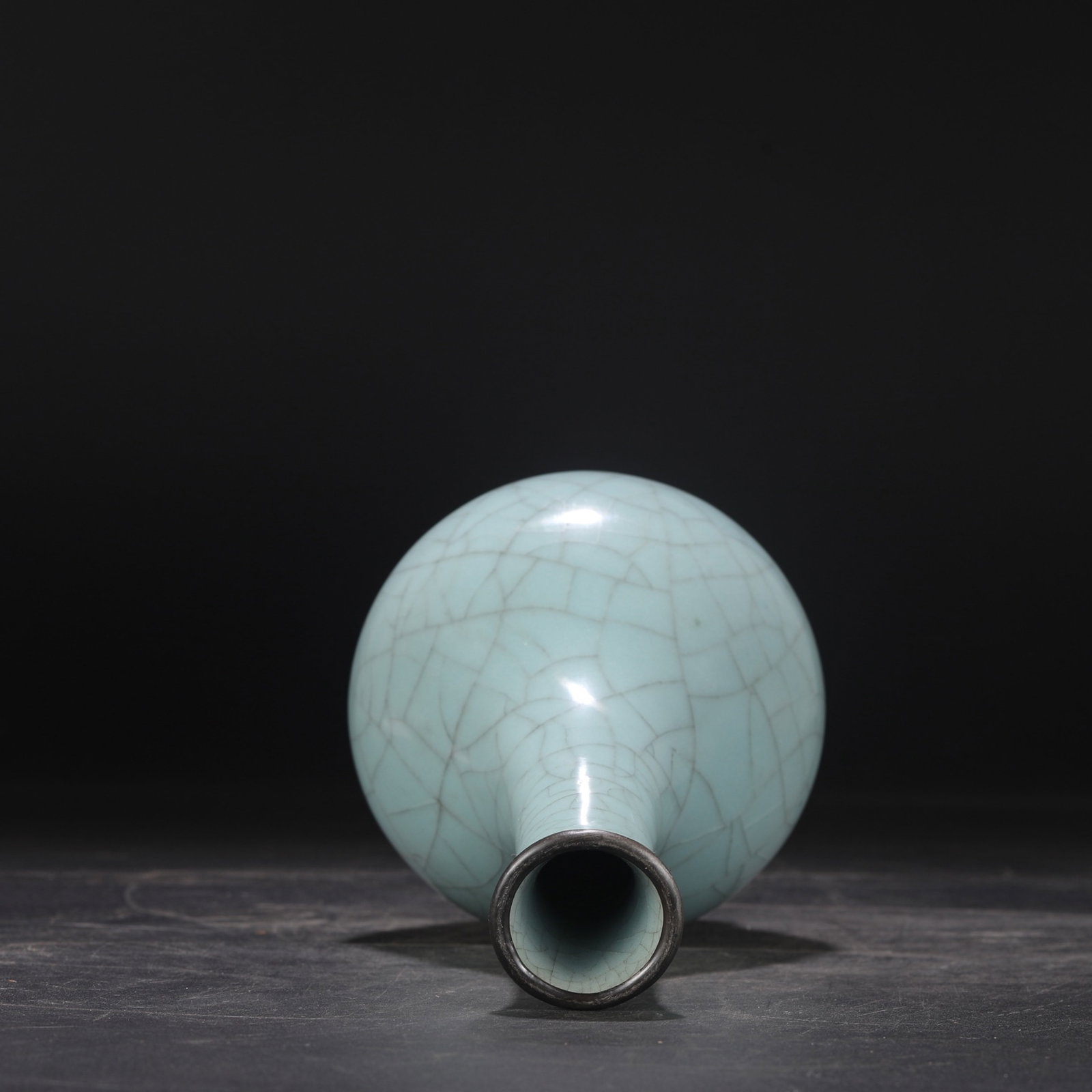 An Exquisite Guan yao Celadon Glazed Cover with Silver Vase,With an Imperial Poem by Emperor Qian... - 5