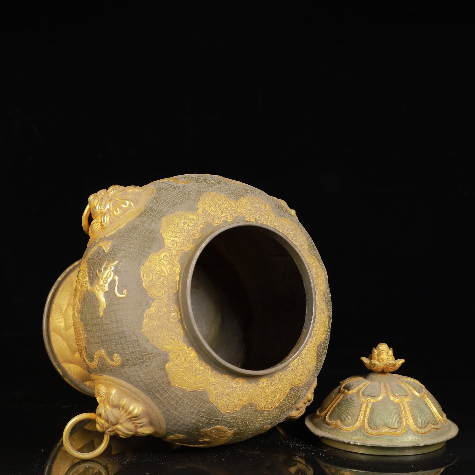 An Exquisite Gilt Silver Auspicious Beast Pattern Beast-Ears Jar - 14