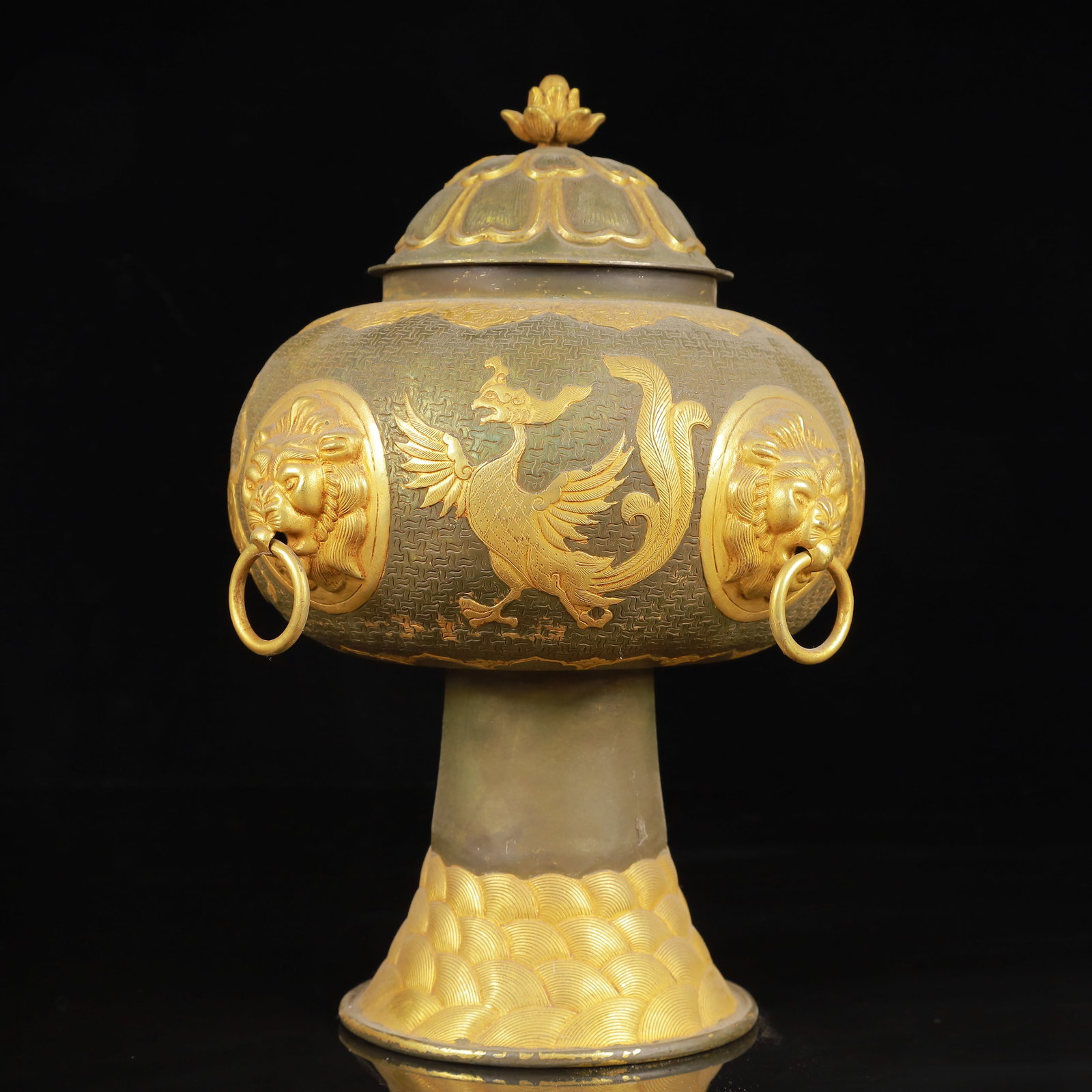 An Exquisite Gilt Silver Auspicious Beast Pattern Beast-Ears Jar - 4