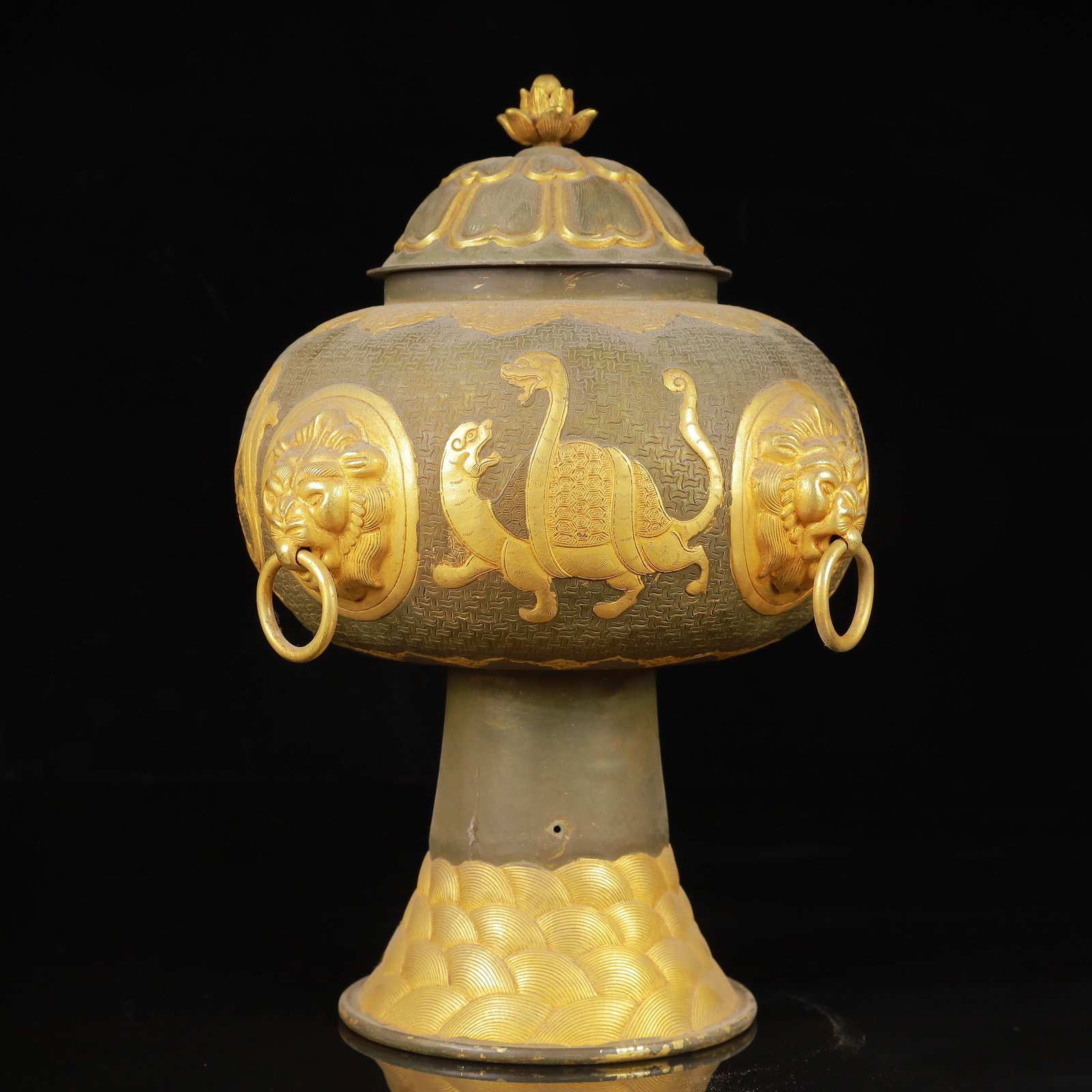 An Exquisite Gilt Silver Auspicious Beast Pattern Beast-Ears Jar - 7