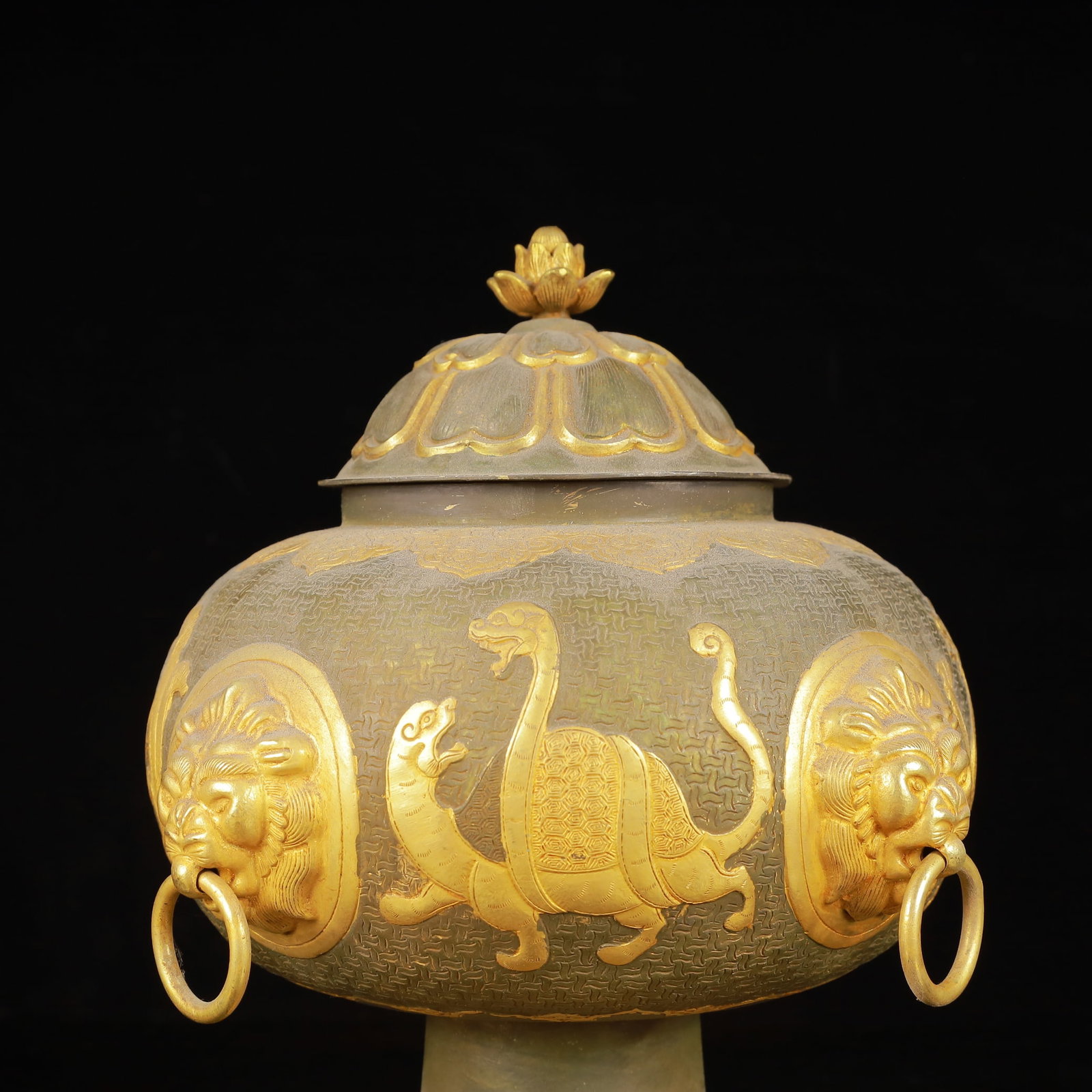 An Exquisite Gilt Silver Auspicious Beast Pattern Beast-Ears Jar - 8