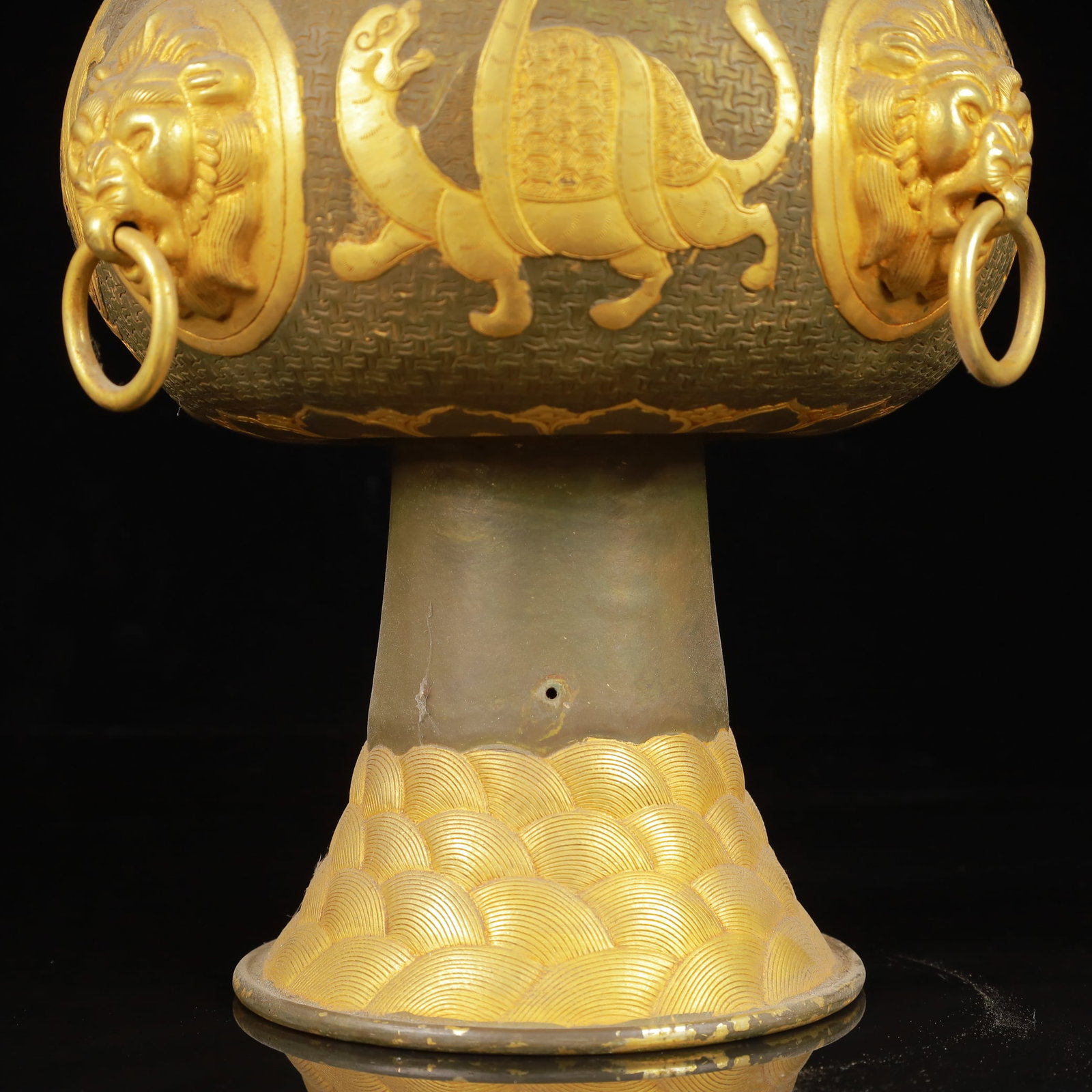 An Exquisite Gilt Silver Auspicious Beast Pattern Beast-Ears Jar - 9
