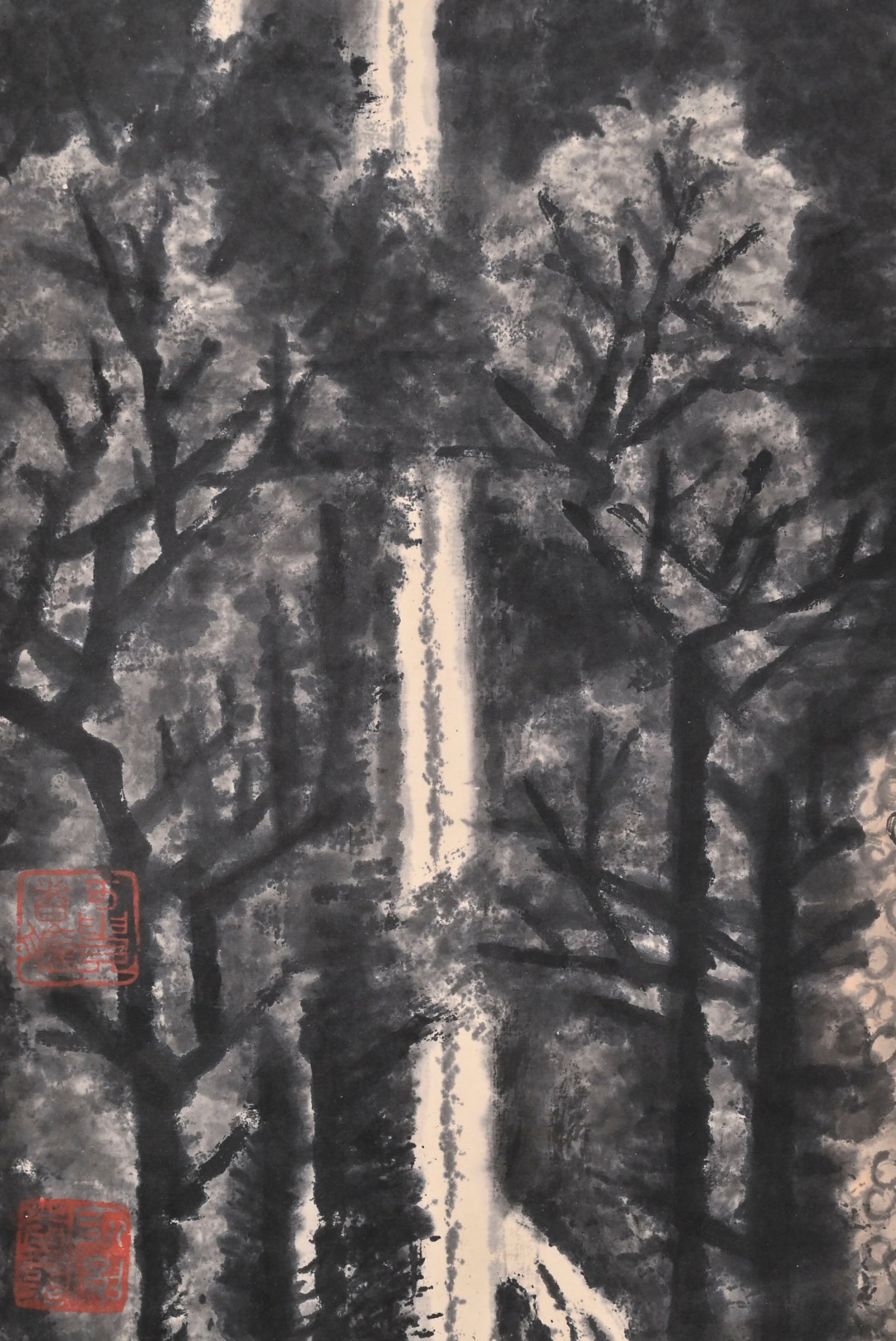 A Chinese Vertical Scroll Ink Painting of Landscape and Figure on Paper,Li Keran - 7