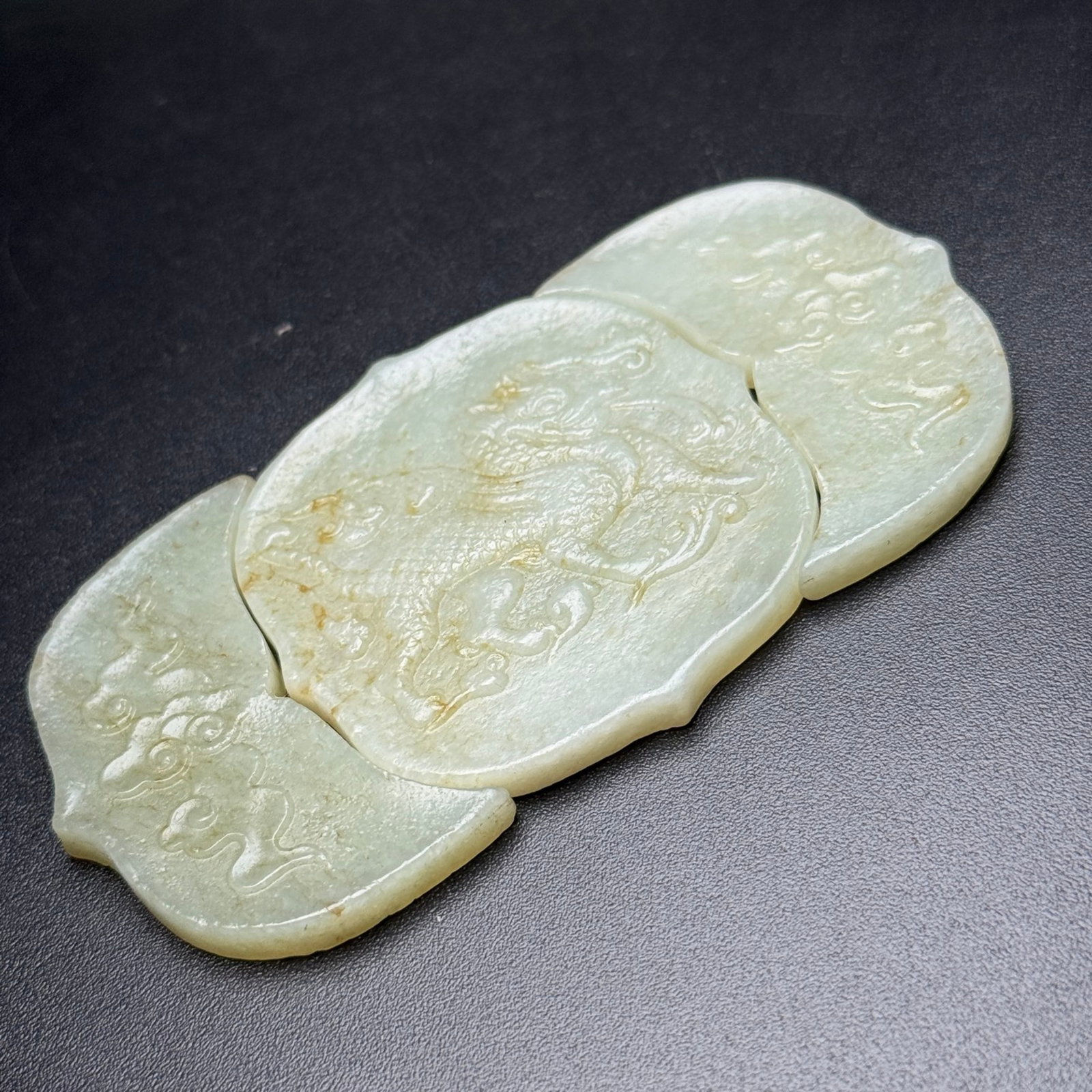A Set of Fine White Jade Auspicious Cloud and Kylin Pattern Pendants - 5