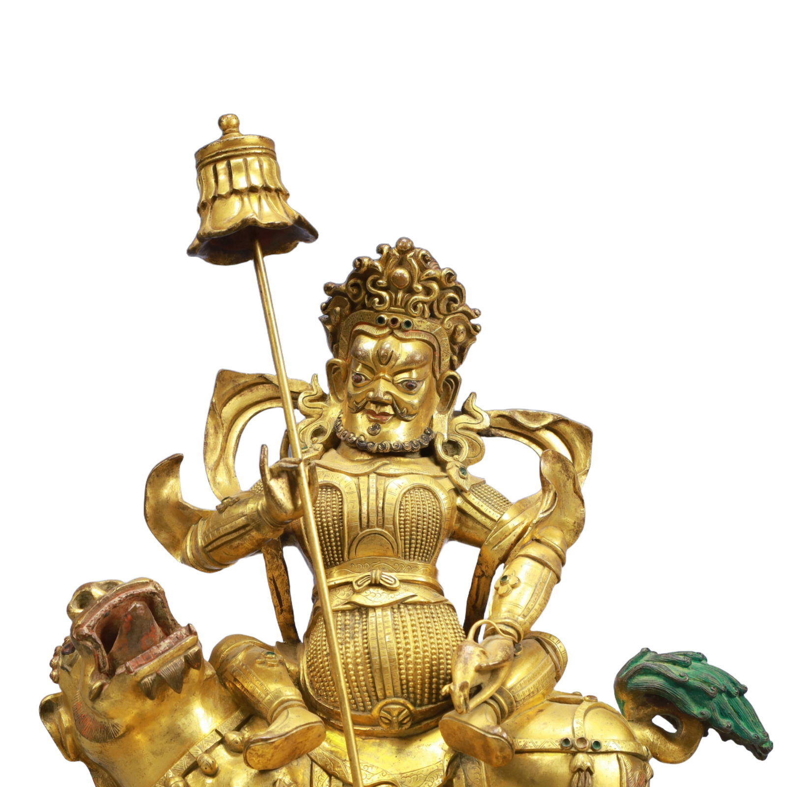 A Solemn Gilt Bronze Statue of Mammon Rides the Lion - 2