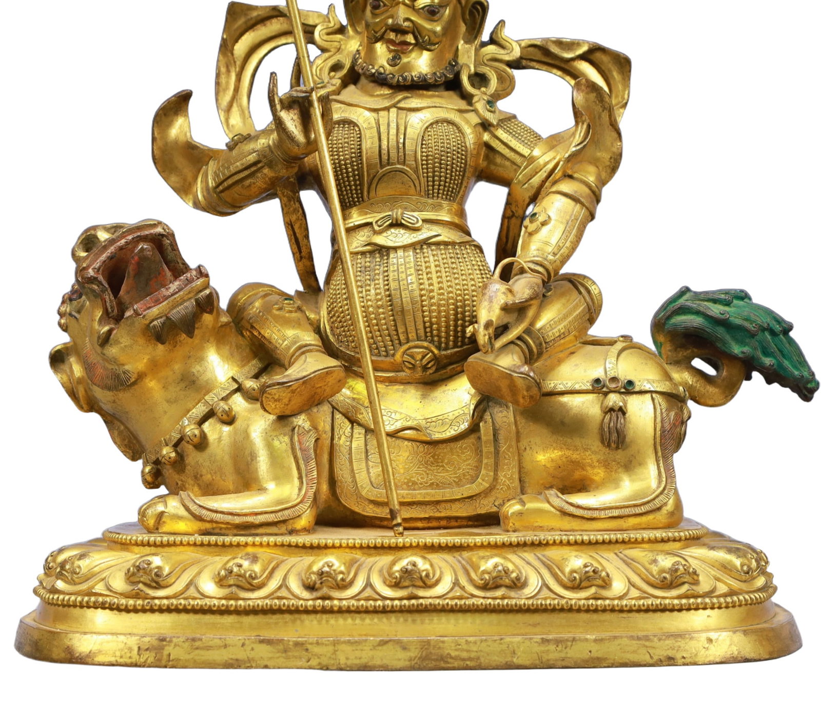 A Solemn Gilt Bronze Statue of Mammon Rides the Lion - 3