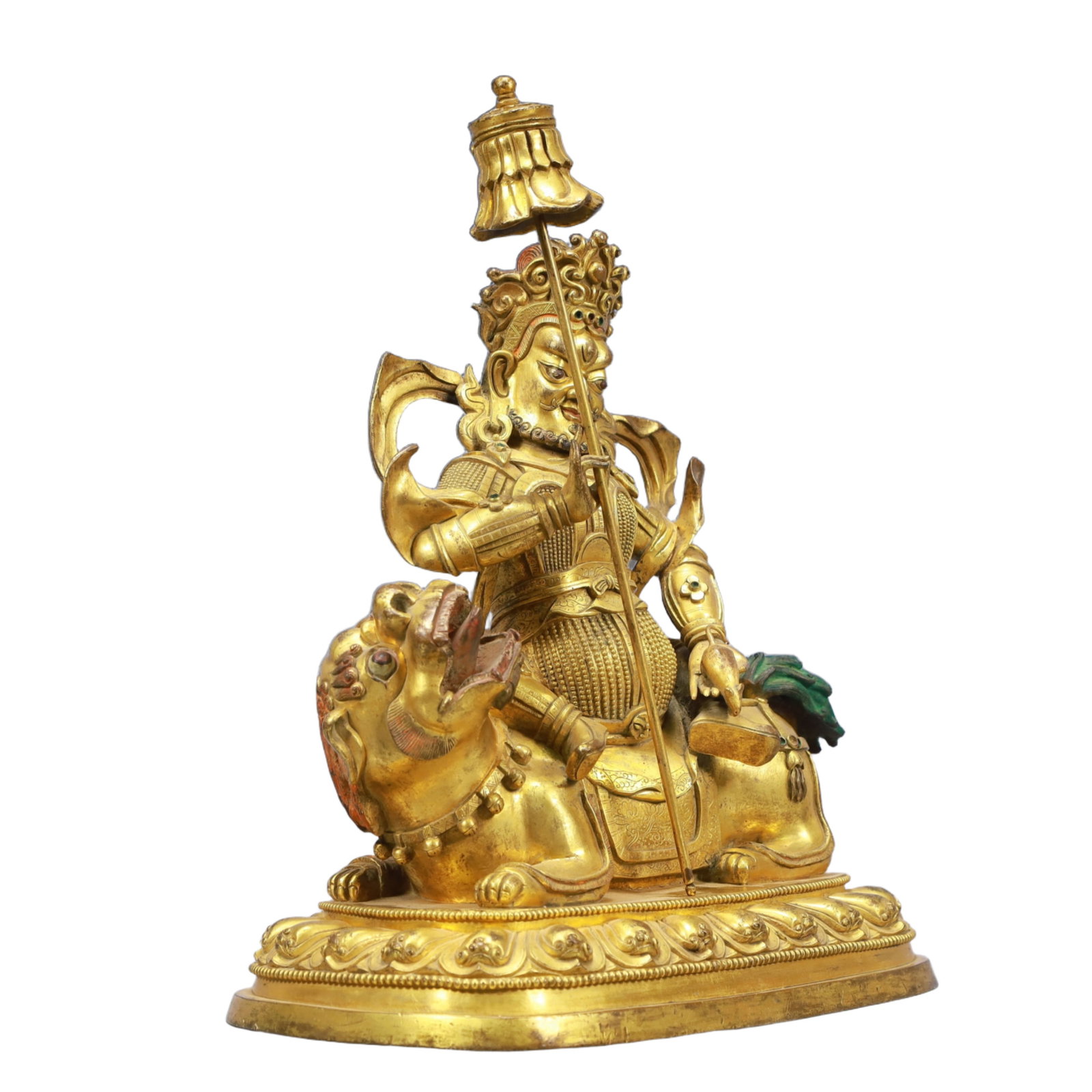 A Solemn Gilt Bronze Statue of Mammon Rides the Lion - 4