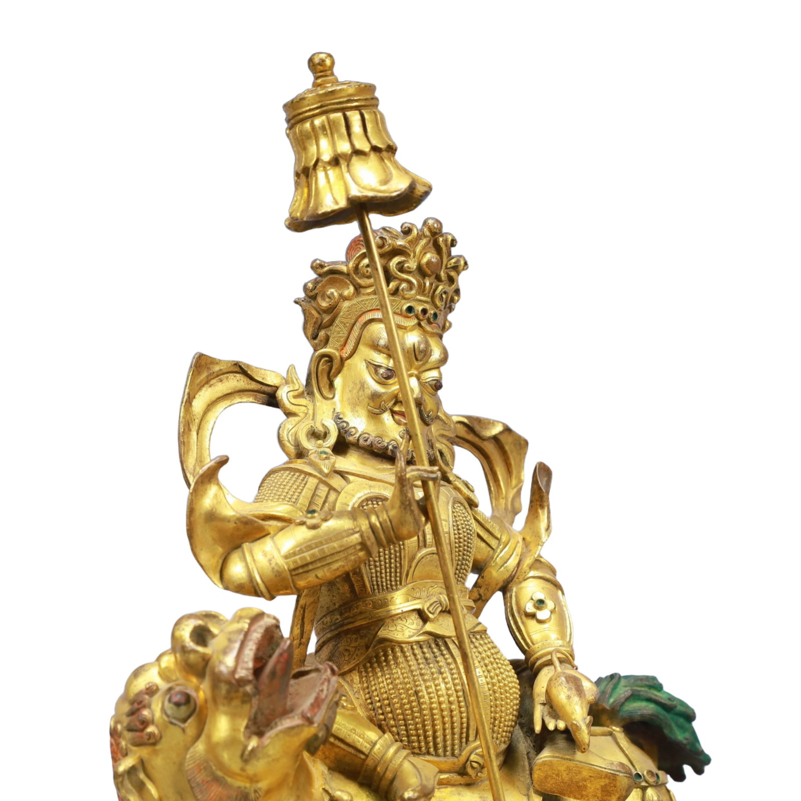 A Solemn Gilt Bronze Statue of Mammon Rides the Lion - 5