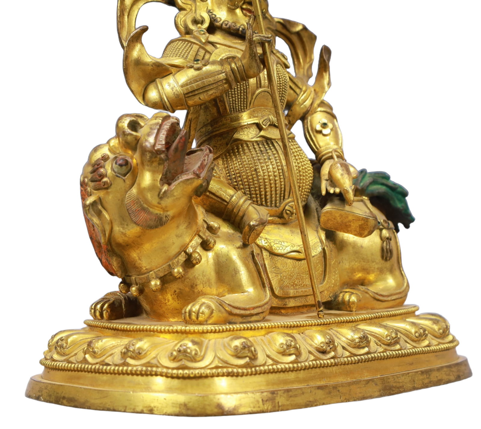 A Solemn Gilt Bronze Statue of Mammon Rides the Lion - 6