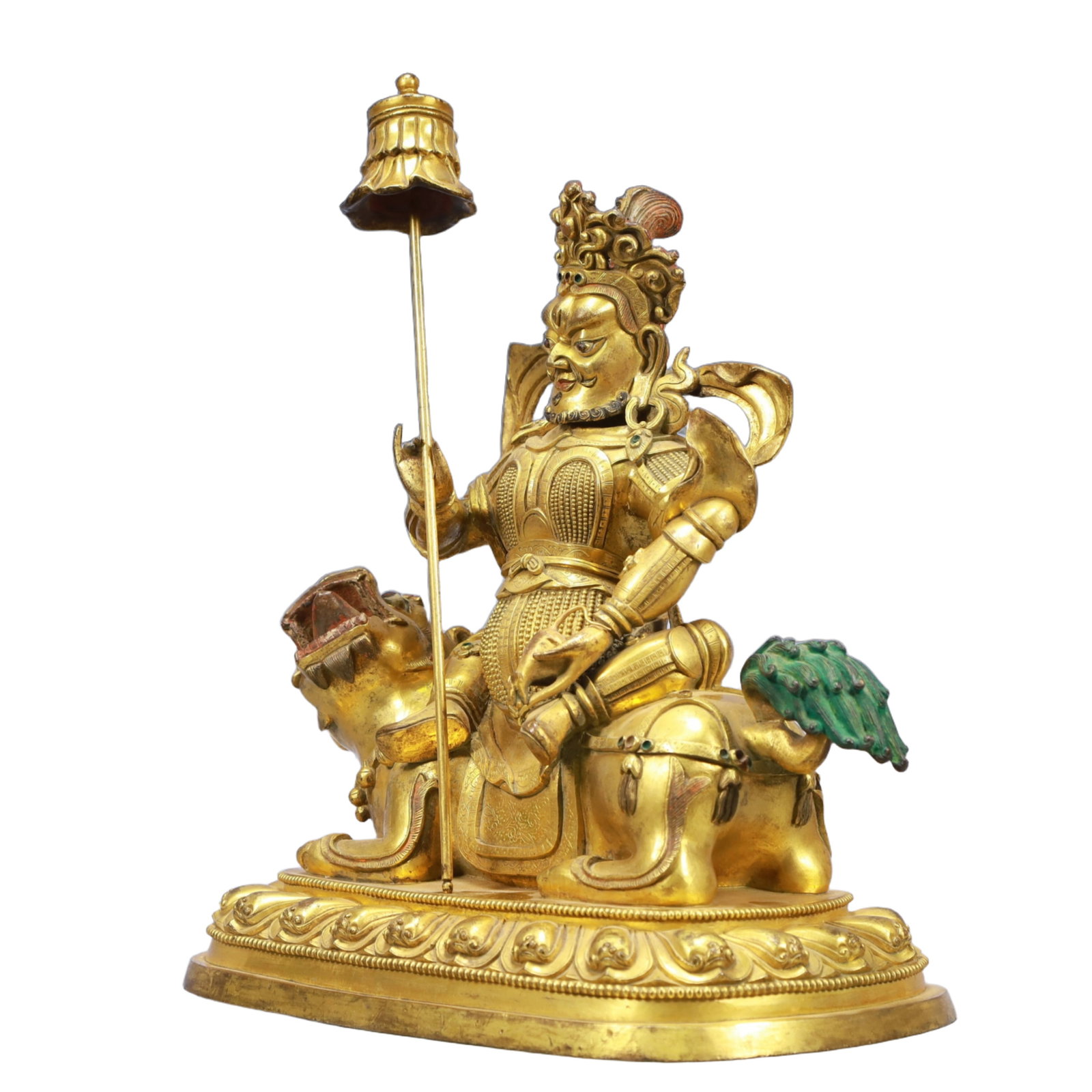 A Solemn Gilt Bronze Statue of Mammon Rides the Lion - 7