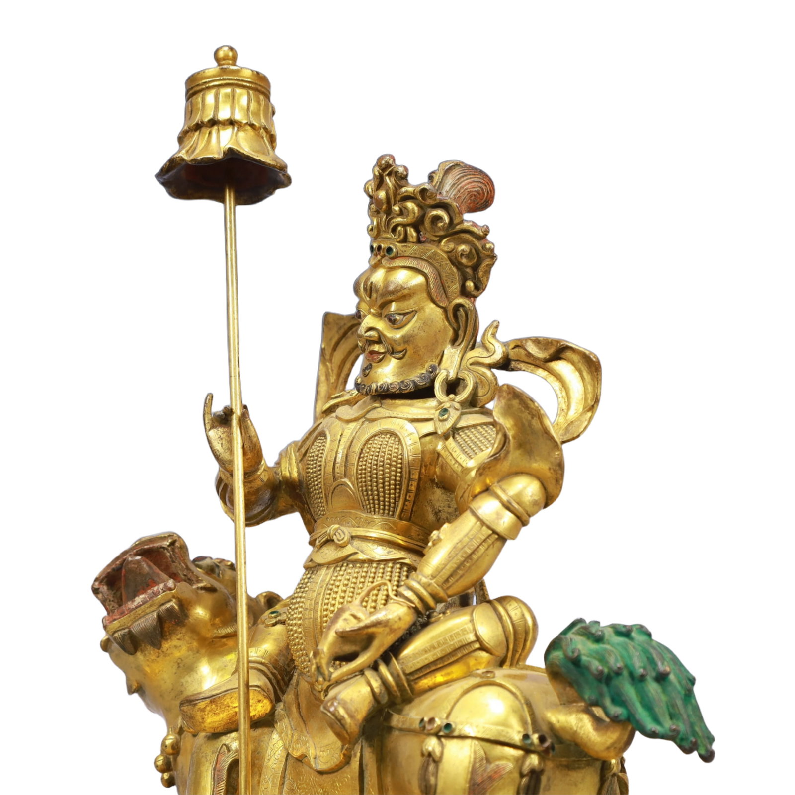A Solemn Gilt Bronze Statue of Mammon Rides the Lion - 8
