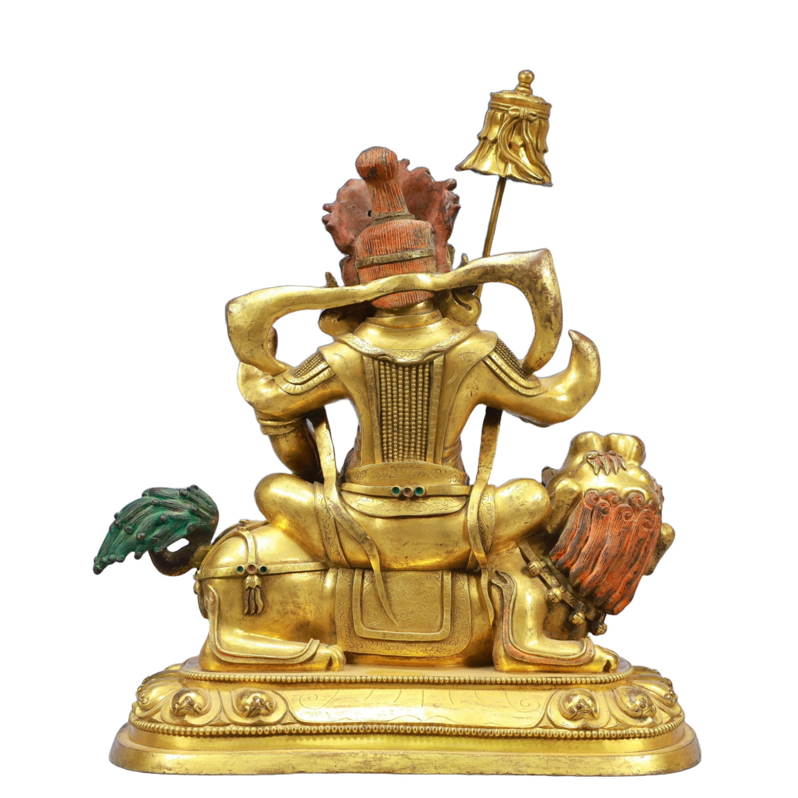 A Solemn Gilt Bronze Statue of Mammon Rides the Lion - 9