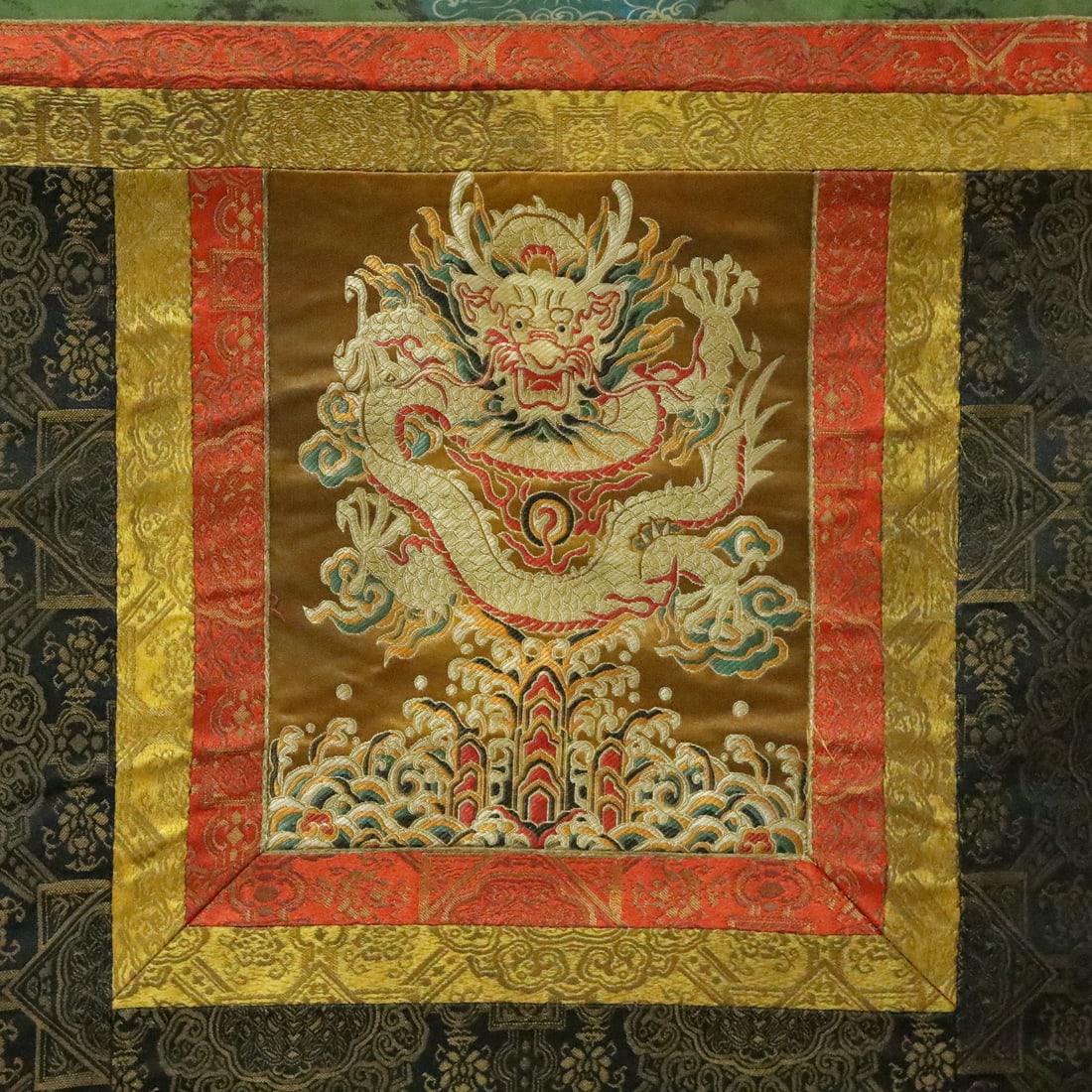A Rare Brocade Painted Color Statue of Manjusri Tangka - 8