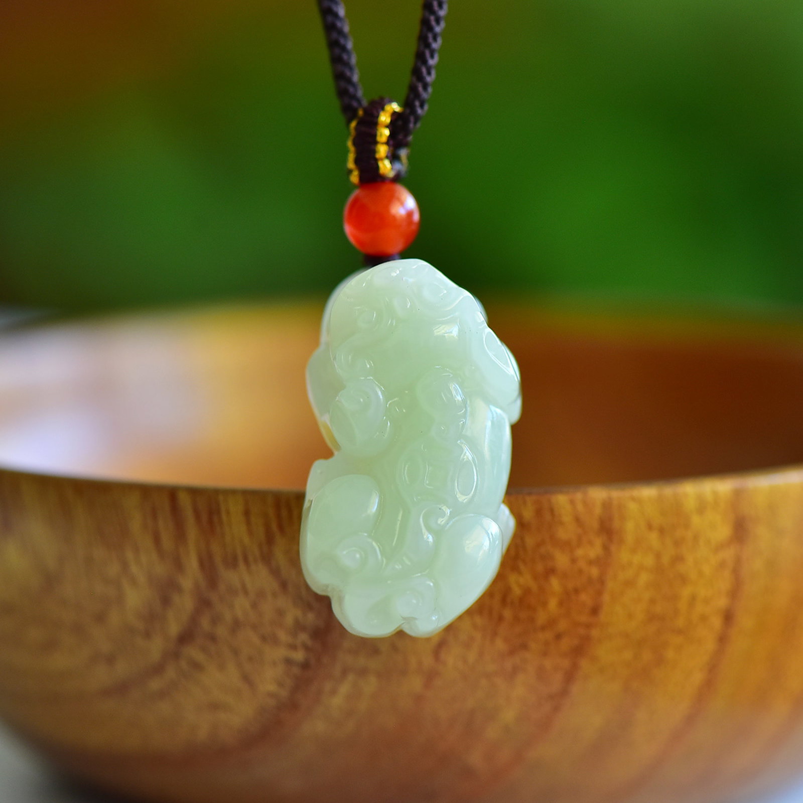 An Exquisite Greenish Jade Auspicious Beast Pendant - 3