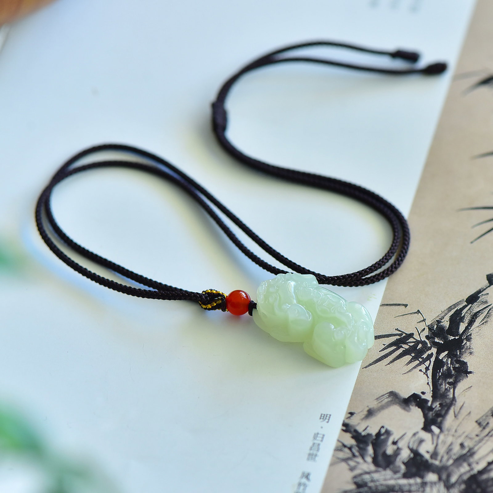 An Exquisite Greenish Jade Auspicious Beast Pendant - 5